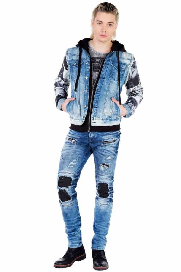 Cipo & Baxx FARIN Men's Jeans Jacket Vest Denim Hoodie CJ124