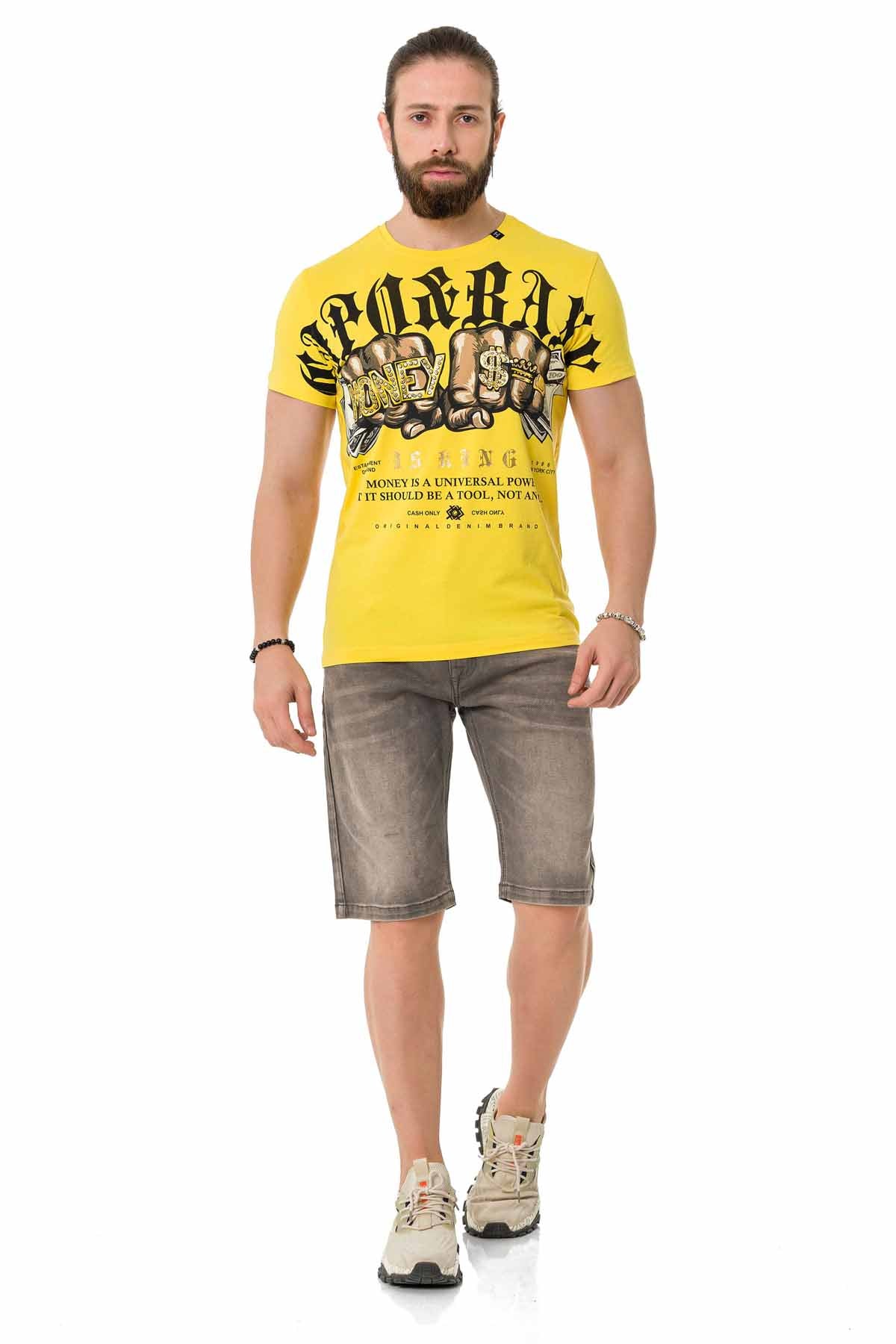 Cipo & Baxx DOLLAR yellow men's T-shirt CT714
