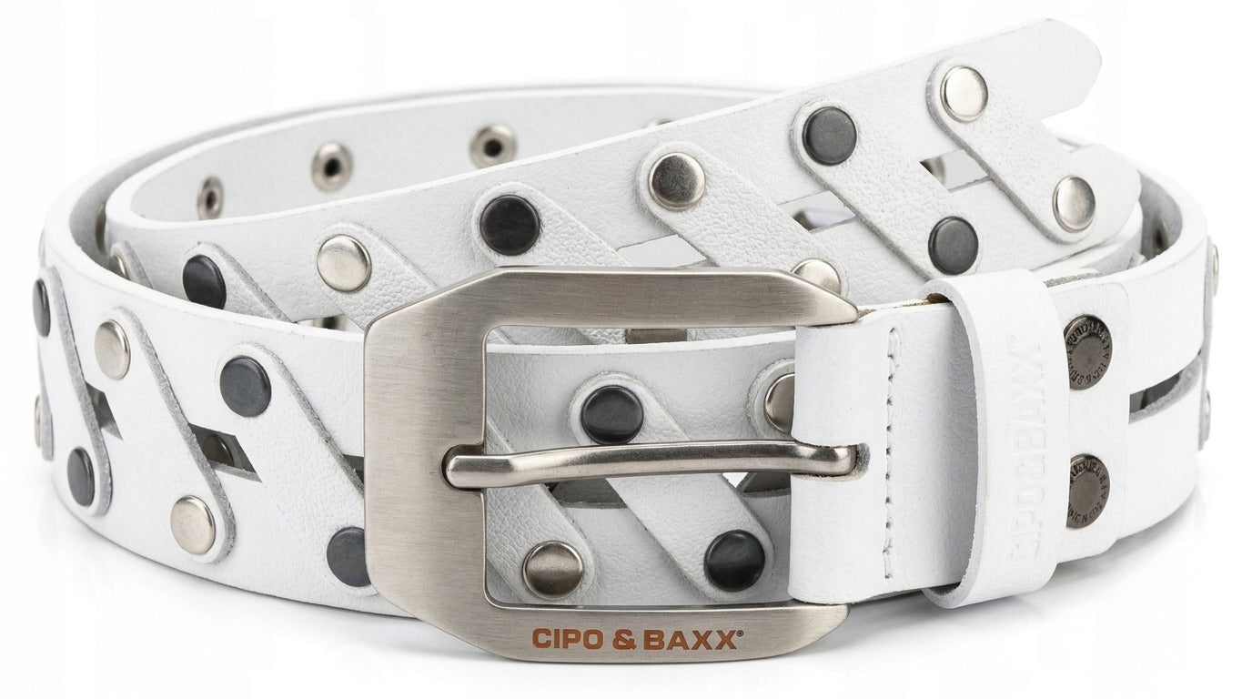 Cipo &amp; Baxx Men's Leather Belt CG174 Black 
