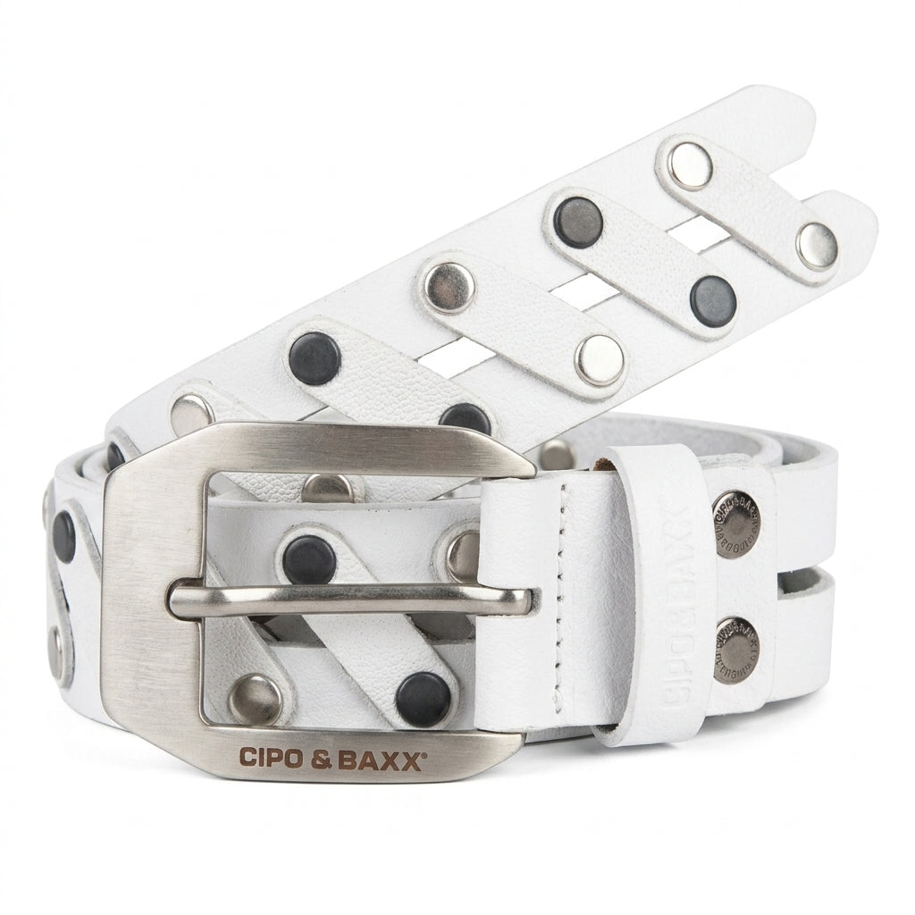 Cipo &amp; Baxx Men's Leather Belt CG174 Black 
