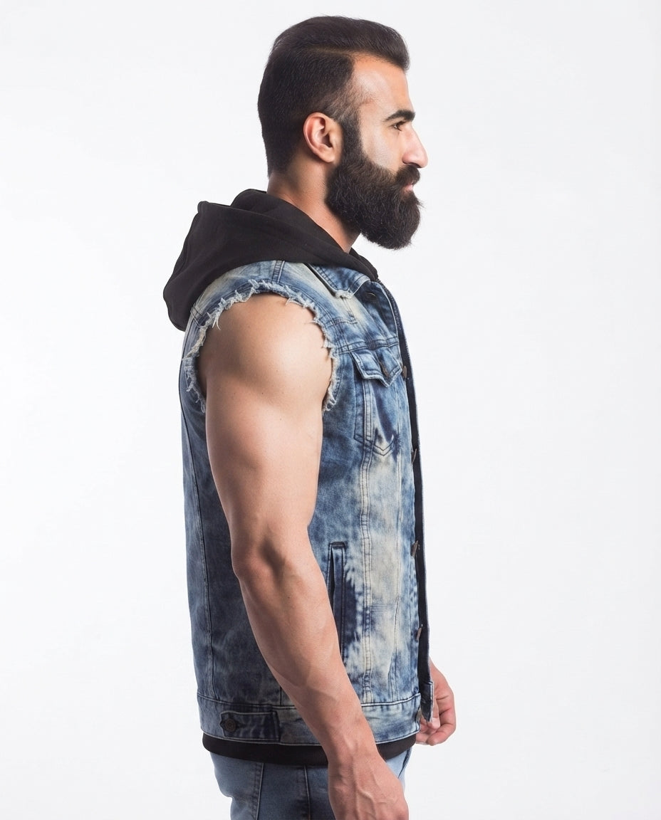Cipo &amp; Baxx RYM Men's Vest Jacket Denim CW104