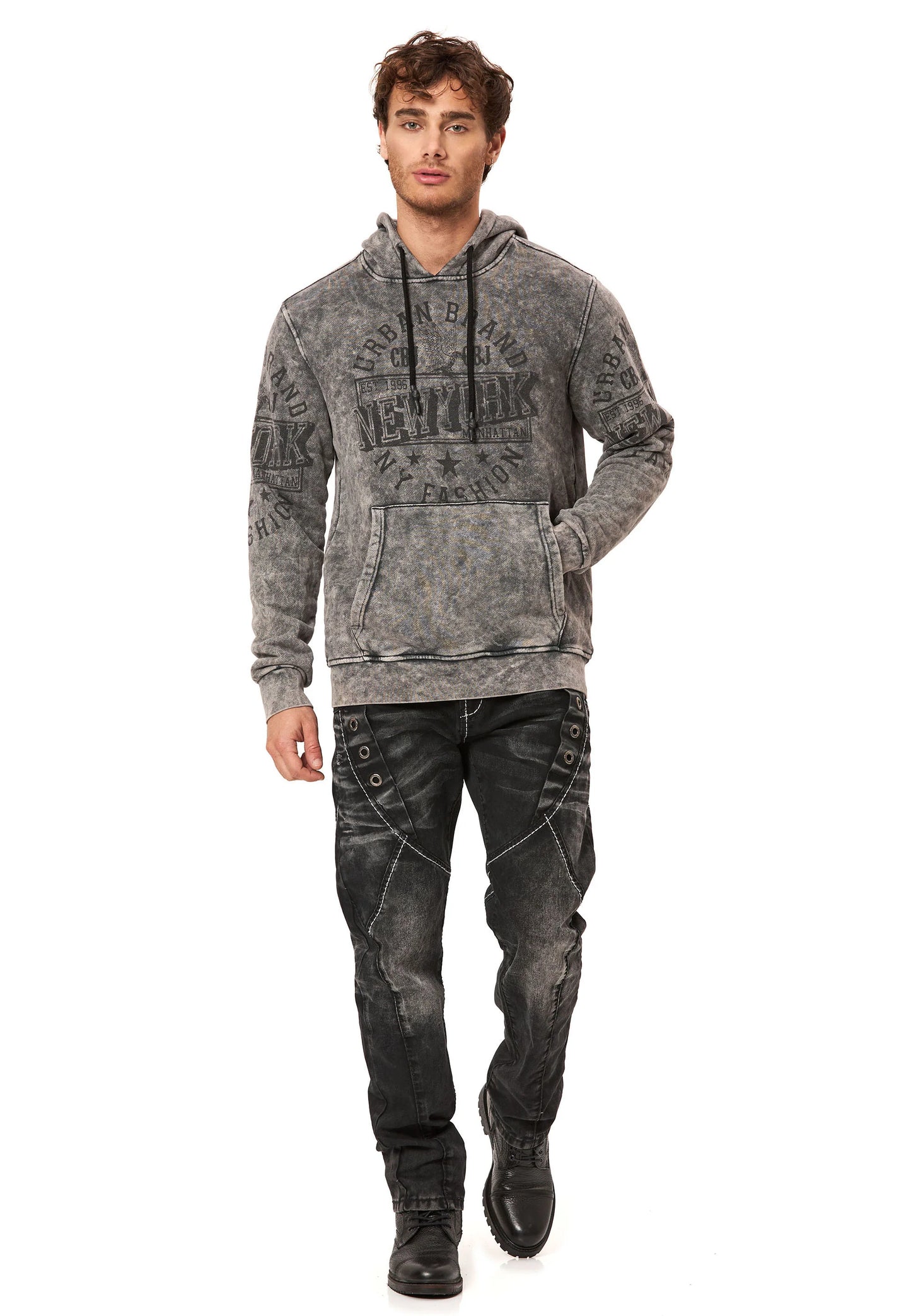 Cipo & Baxx GOA Herren Kapuzen Sweatshirt black CL596