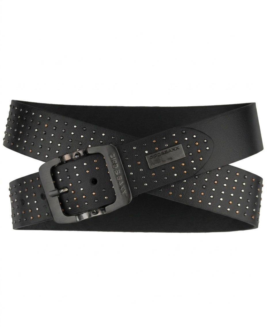 Cipo &amp; Baxx Men's Leather Belt CG174 Black 