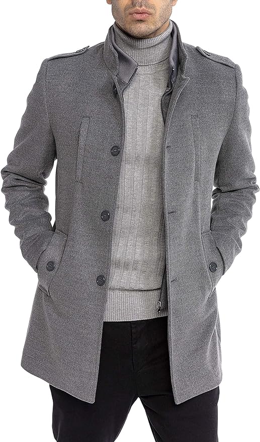 Redbridge Herren Mantel Winterjacke elegante Jacke Slim-Fit M6083 Hellgrau