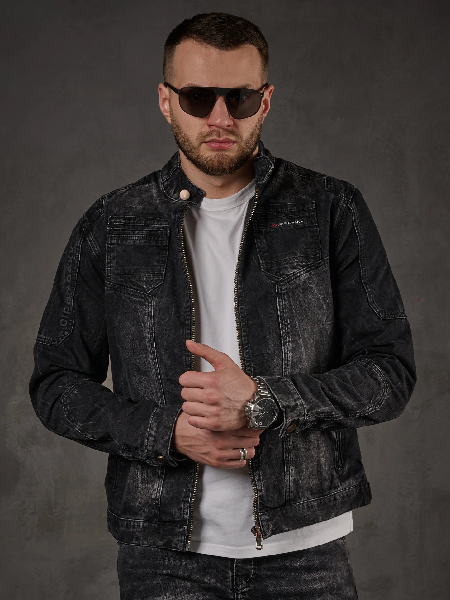 Cipo &amp; Baxx LUCA Men's Jeans Jacket Denim CJ291