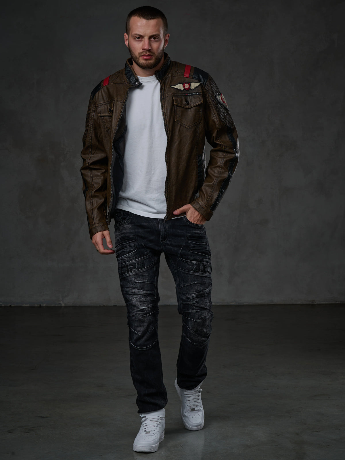 Cipo & Baxx Men's Biker Leather Jacket TROPI CJ304