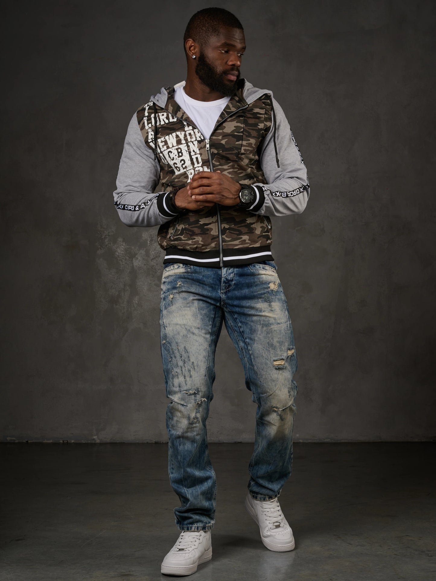 Cipo &amp; Baxx DIPRO Men's Jacket Vest Denim Hoodie CJ215