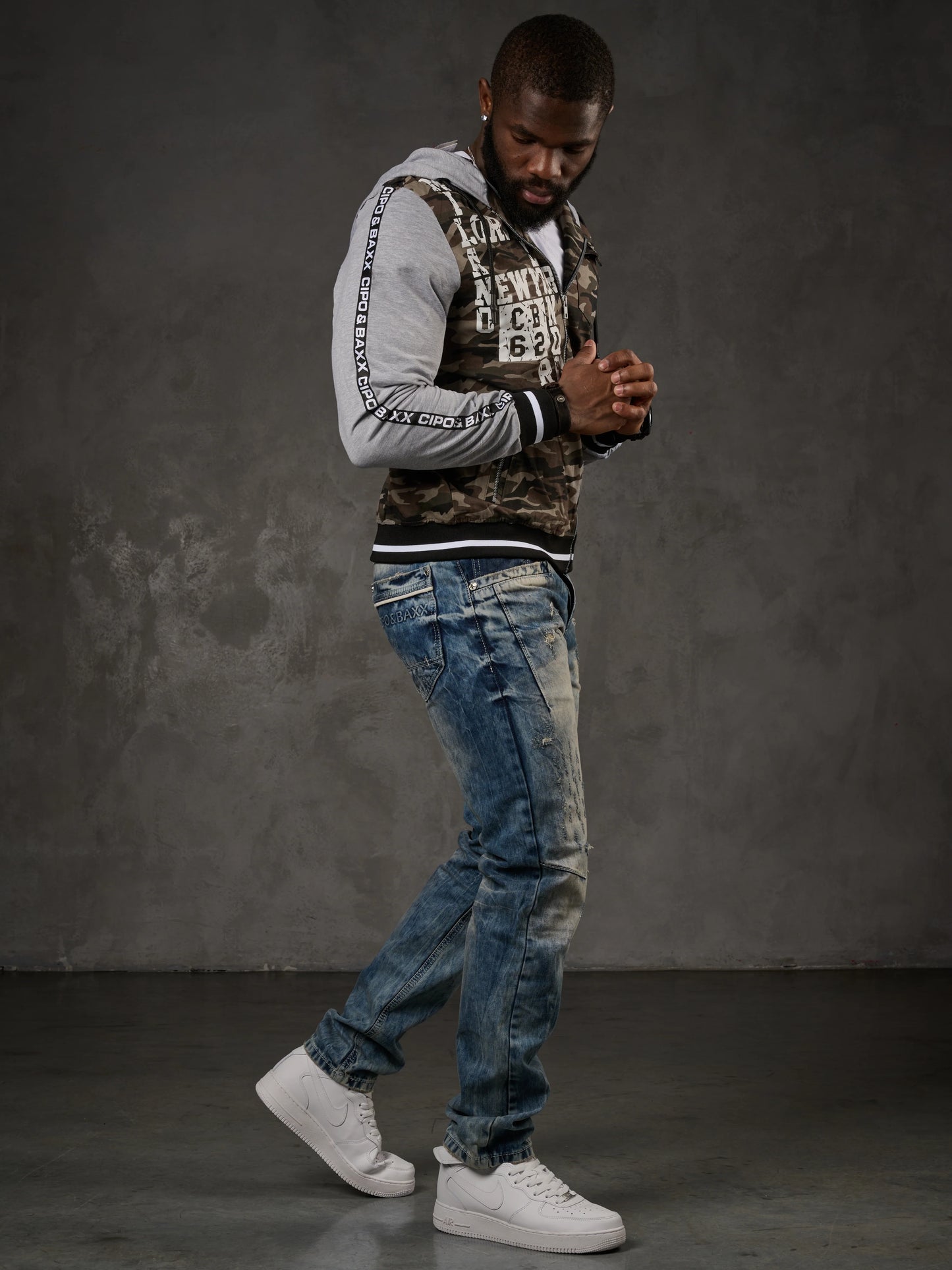 Cipo &amp; Baxx DIPRO Men's Jacket Vest Denim Hoodie CJ215