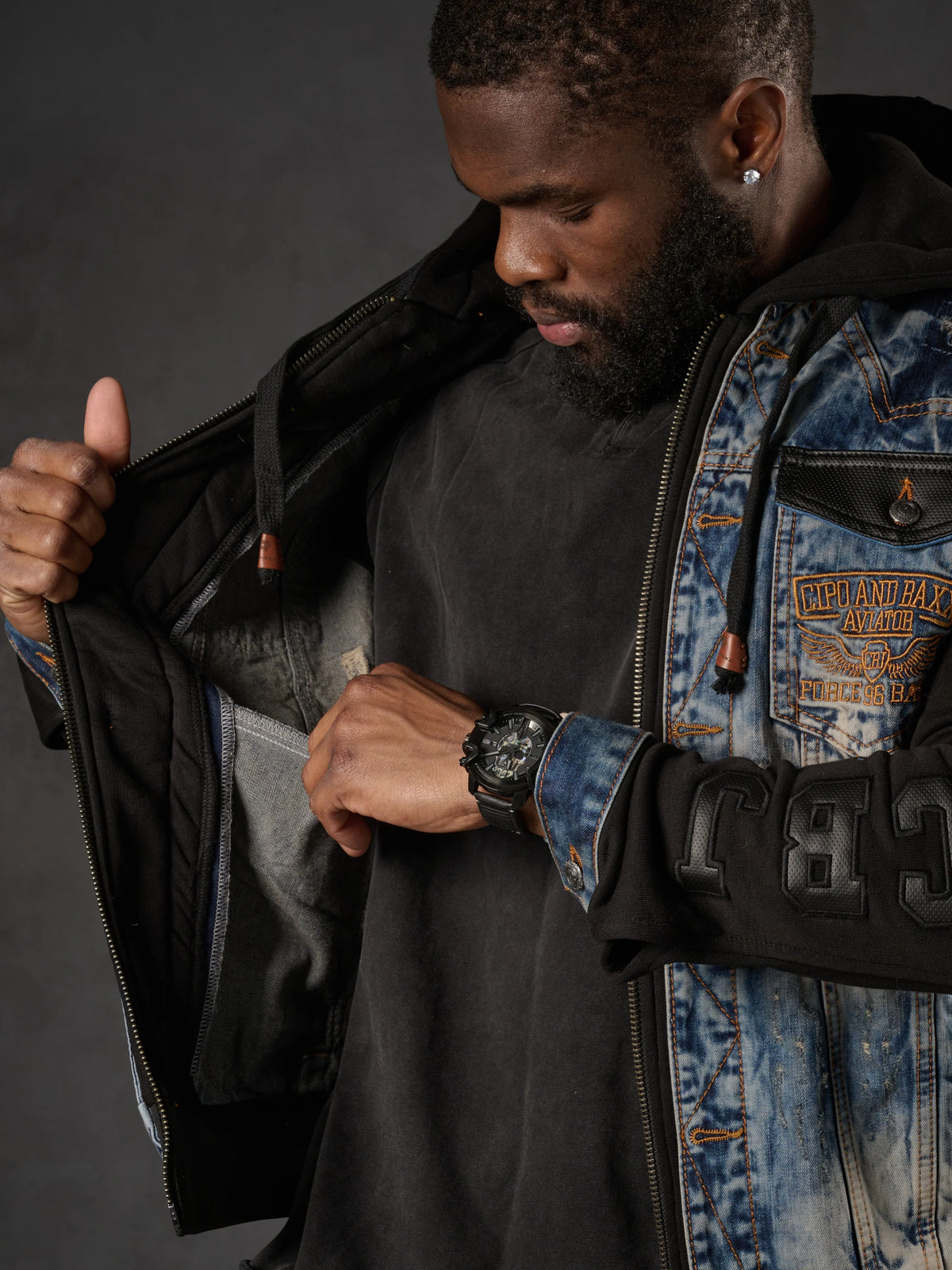Cipo & Baxx HARTFORD Herren Jeans Jacke Weste Denim Hoodie CJ309