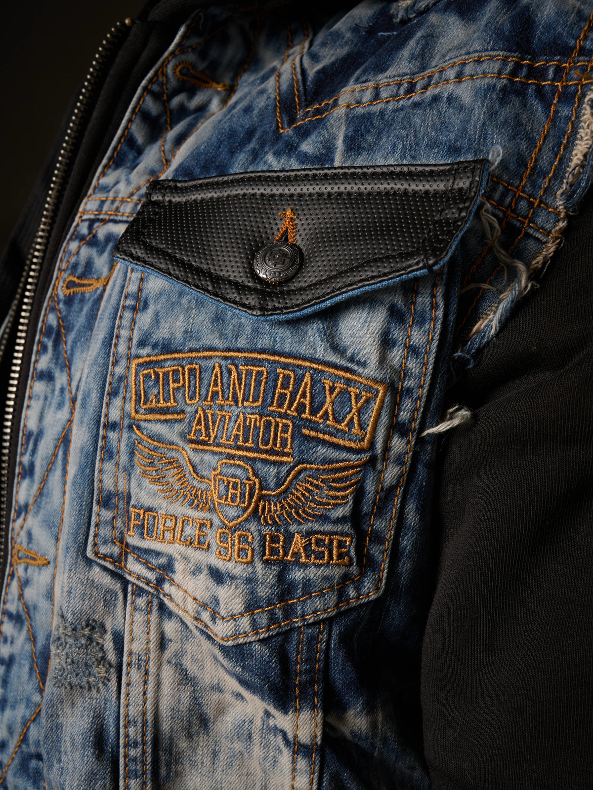 Cipo & Baxx HARTFORD Herren Jeans Jacke Weste Denim Hoodie CJ309