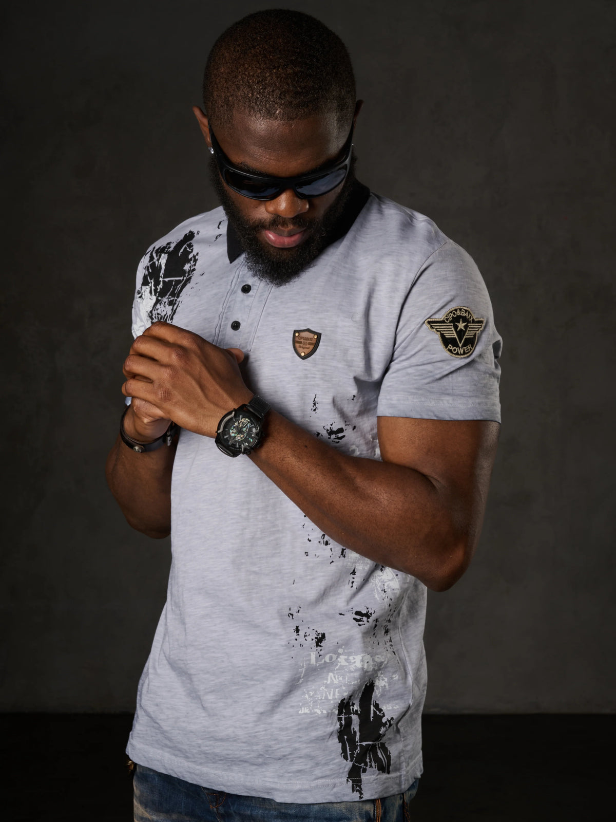 Cipo &amp; Baxx WESTCOAST black Men's Polo T-Shirt CT381
