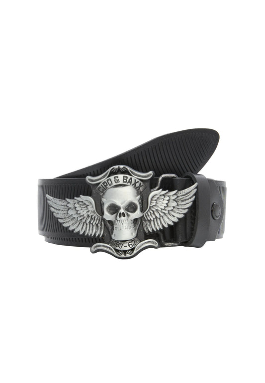 Cipo &amp; Baxx Men's Leather Belt CG174 Black 