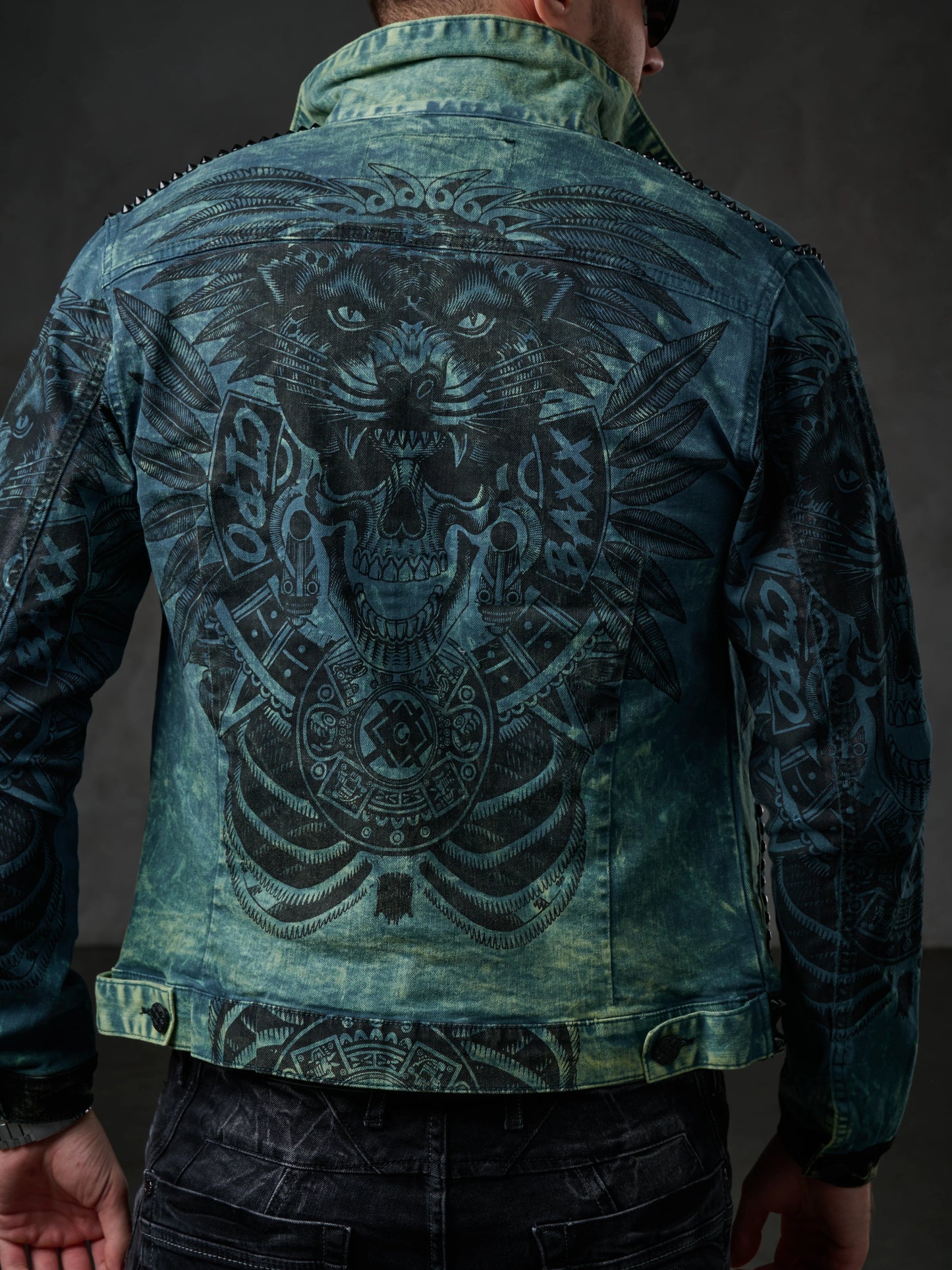 Cipo &amp; Baxx CHRISTOPHER Men's Biker Jeans Jacket Denim CJ272