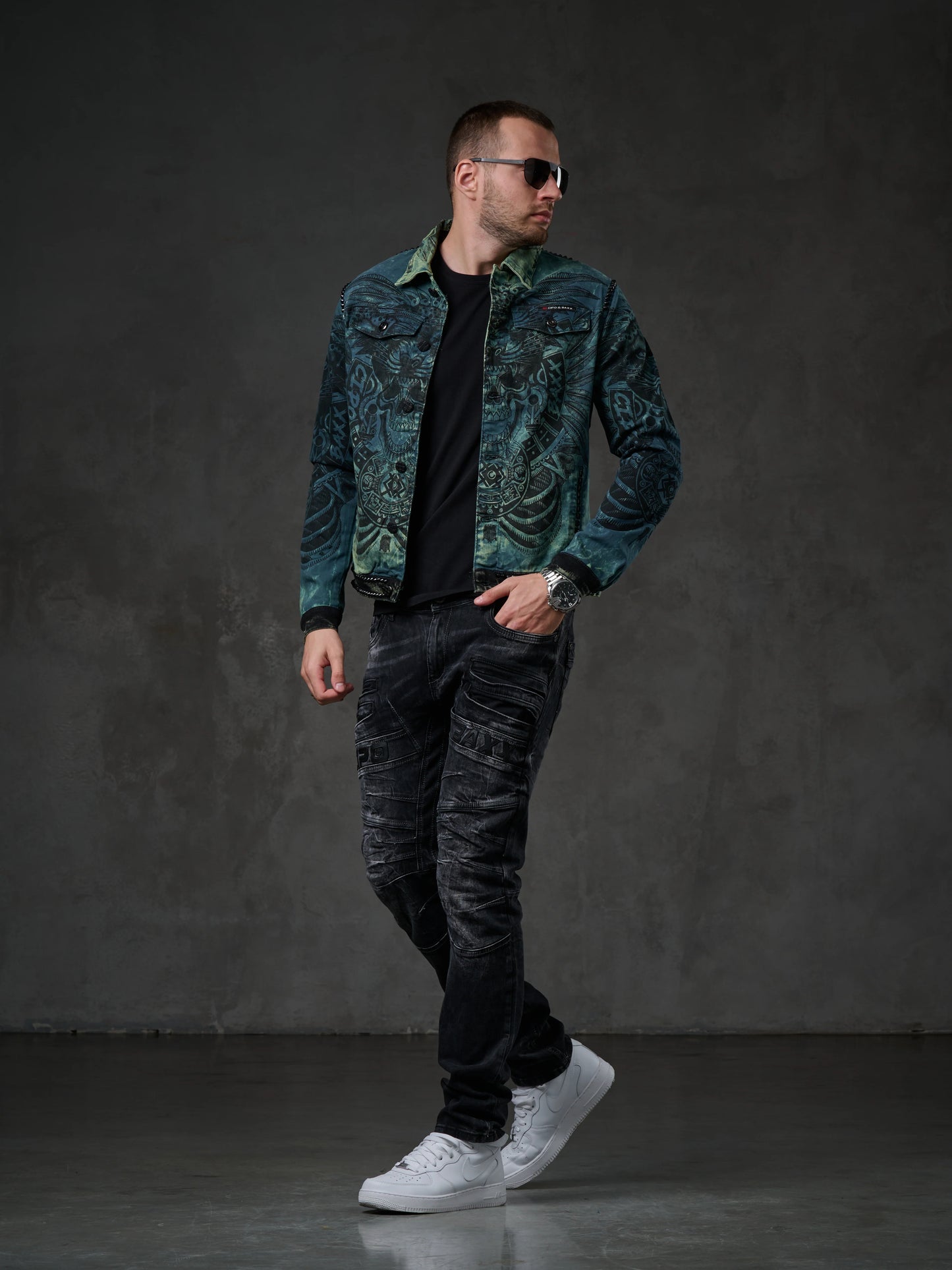 Cipo &amp; Baxx CHRISTOPHER Men's Biker Jeans Jacket Denim CJ272