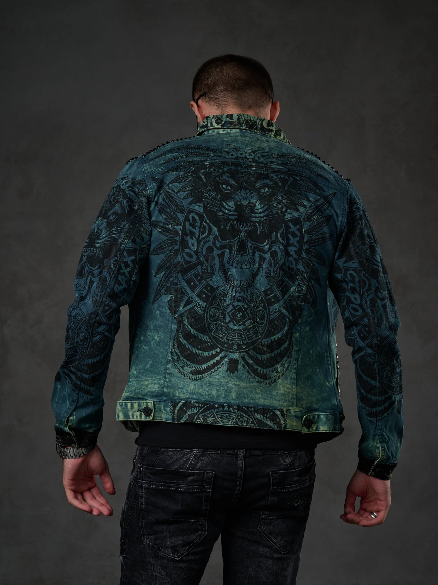 Cipo &amp; Baxx CHRISTOPHER Men's Biker Jeans Jacket Denim CJ272