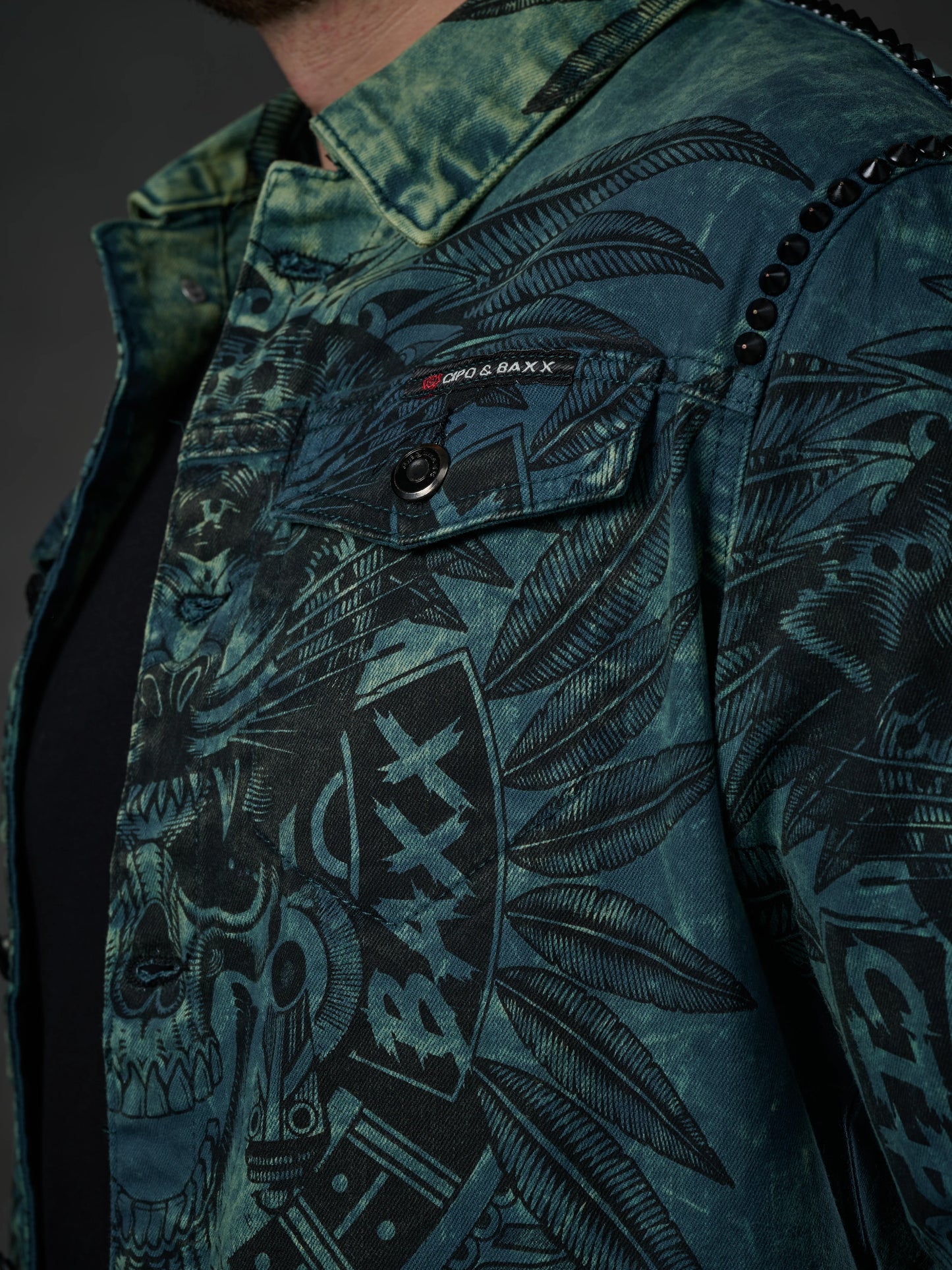 Cipo &amp; Baxx CHRISTOPHER Men's Biker Jeans Jacket Denim CJ272