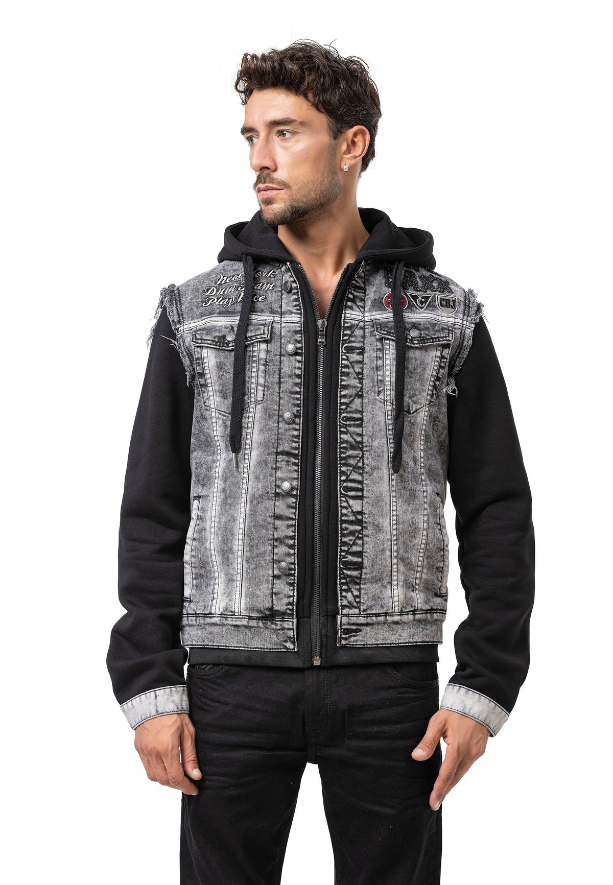 Cipo & Baxx Men's denim jacket DIVISION vest denim hoodie CJ287