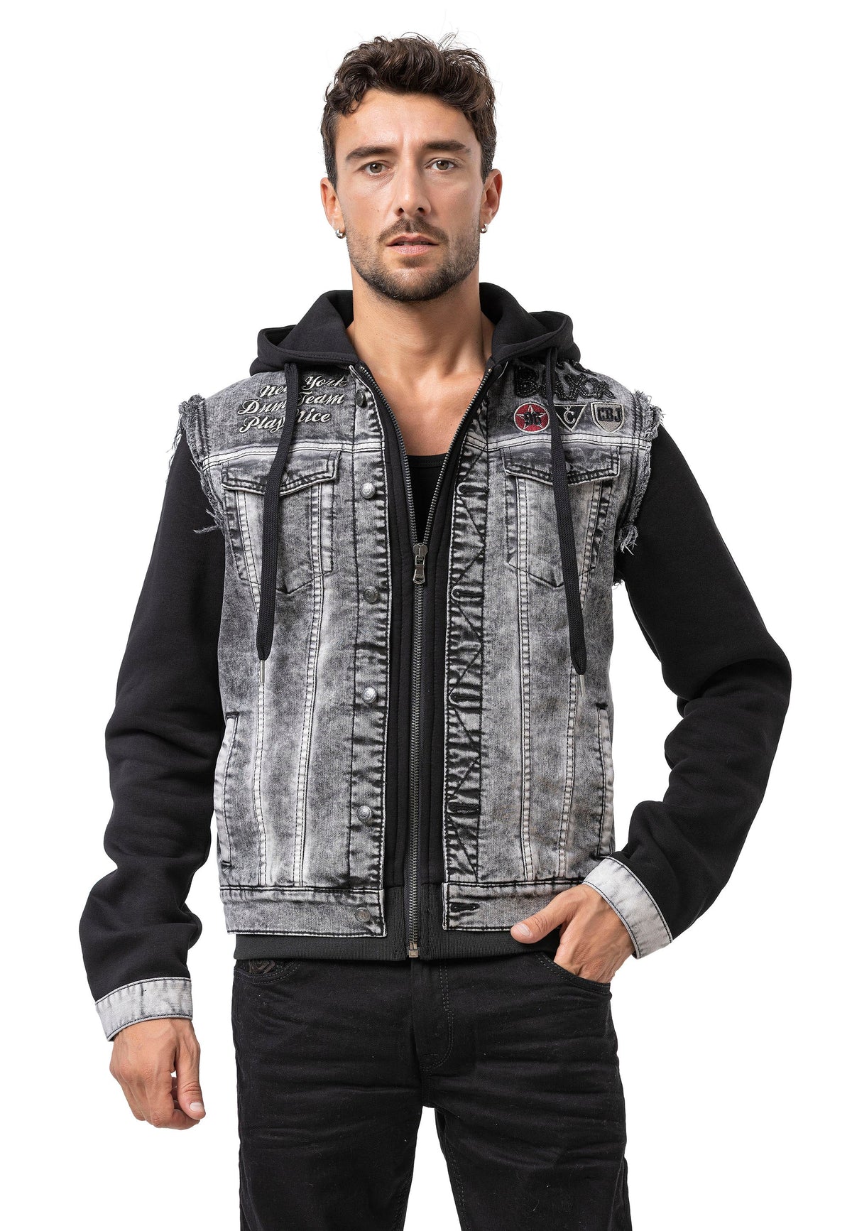 Cipo & Baxx Men's denim jacket DIVISION vest denim hoodie CJ287