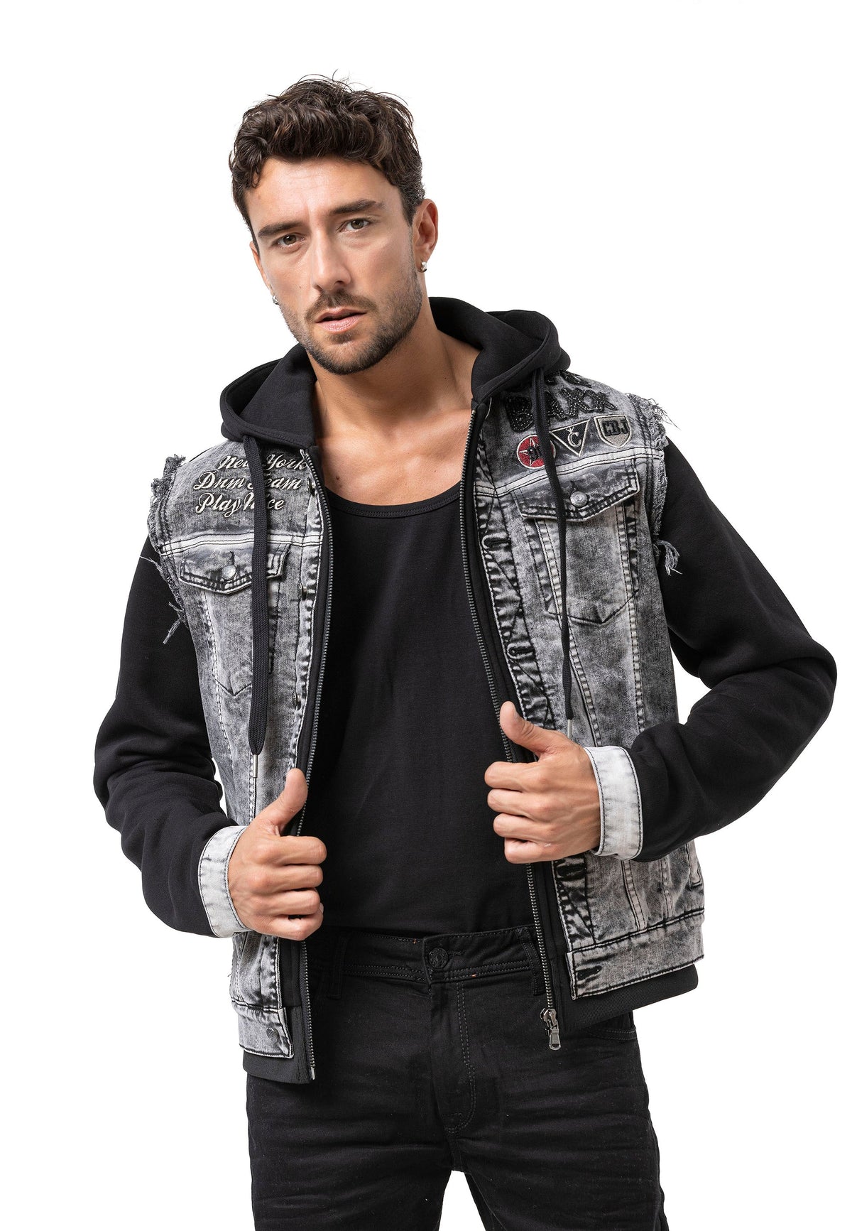 Cipo & Baxx Men's denim jacket DIVISION vest denim hoodie CJ287