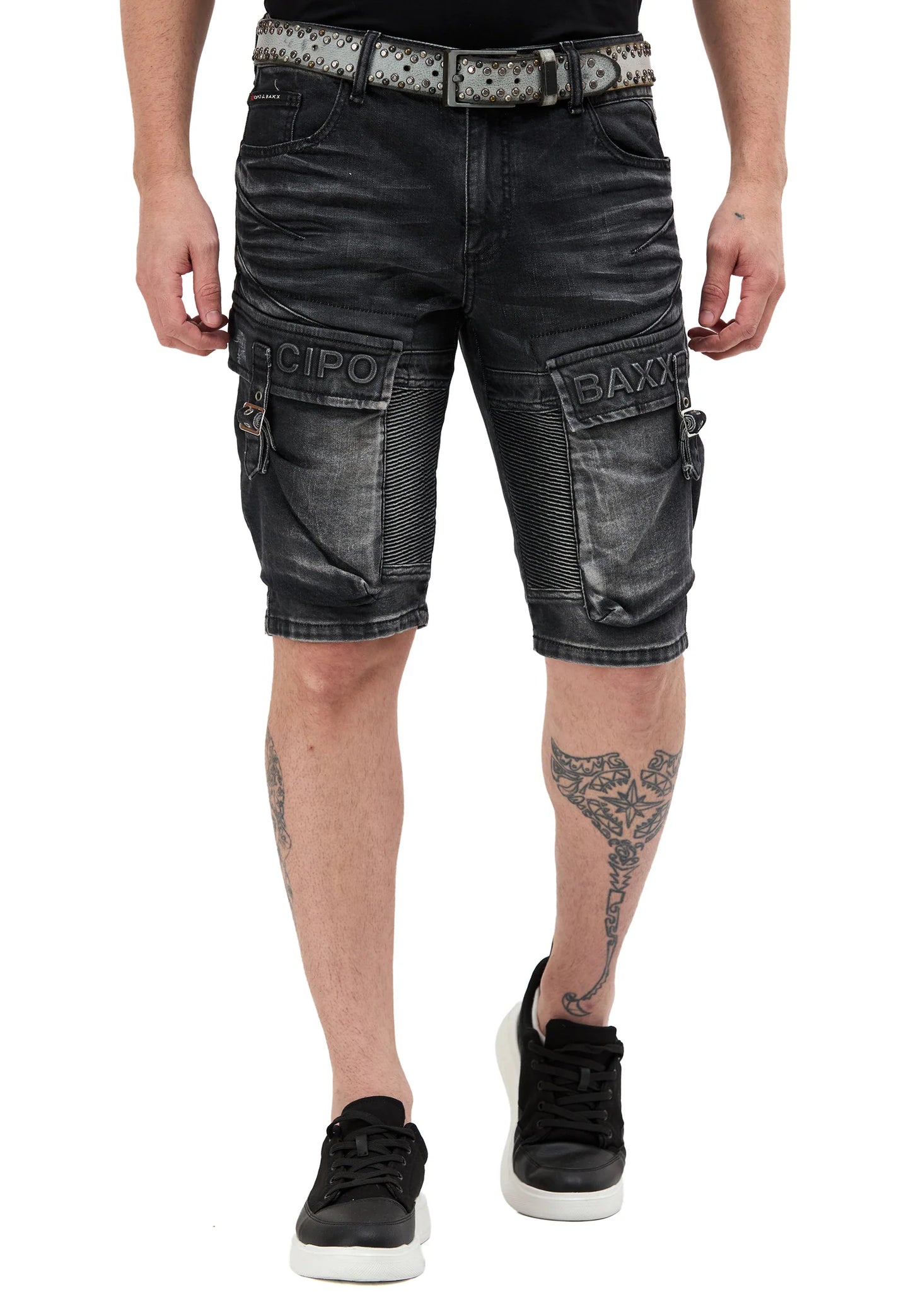 Cipo &amp; Baxx SKULL Men's Short Jeans Denim CK255