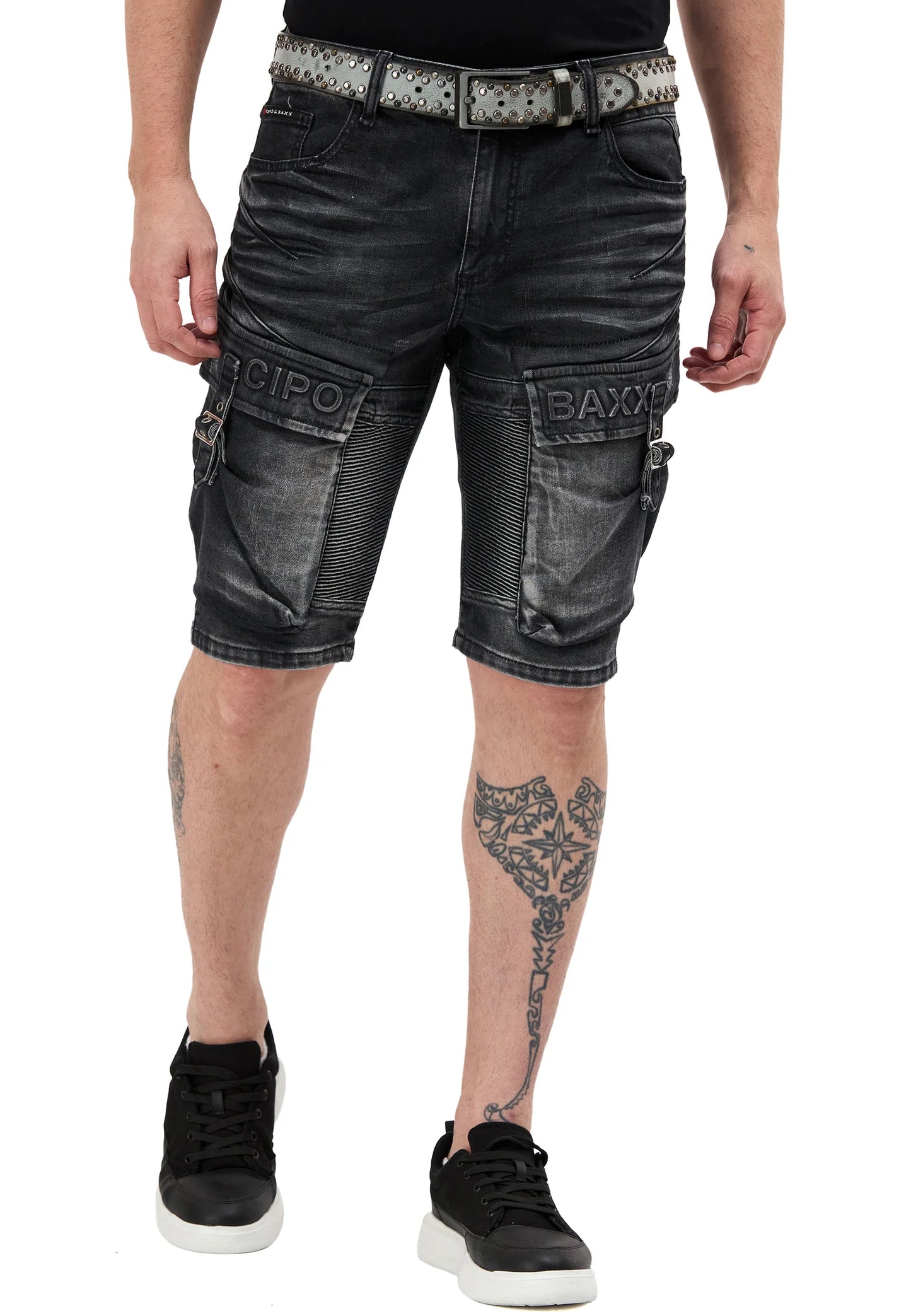 Cipo &amp; Baxx SKULL Men's Short Jeans Denim CK255