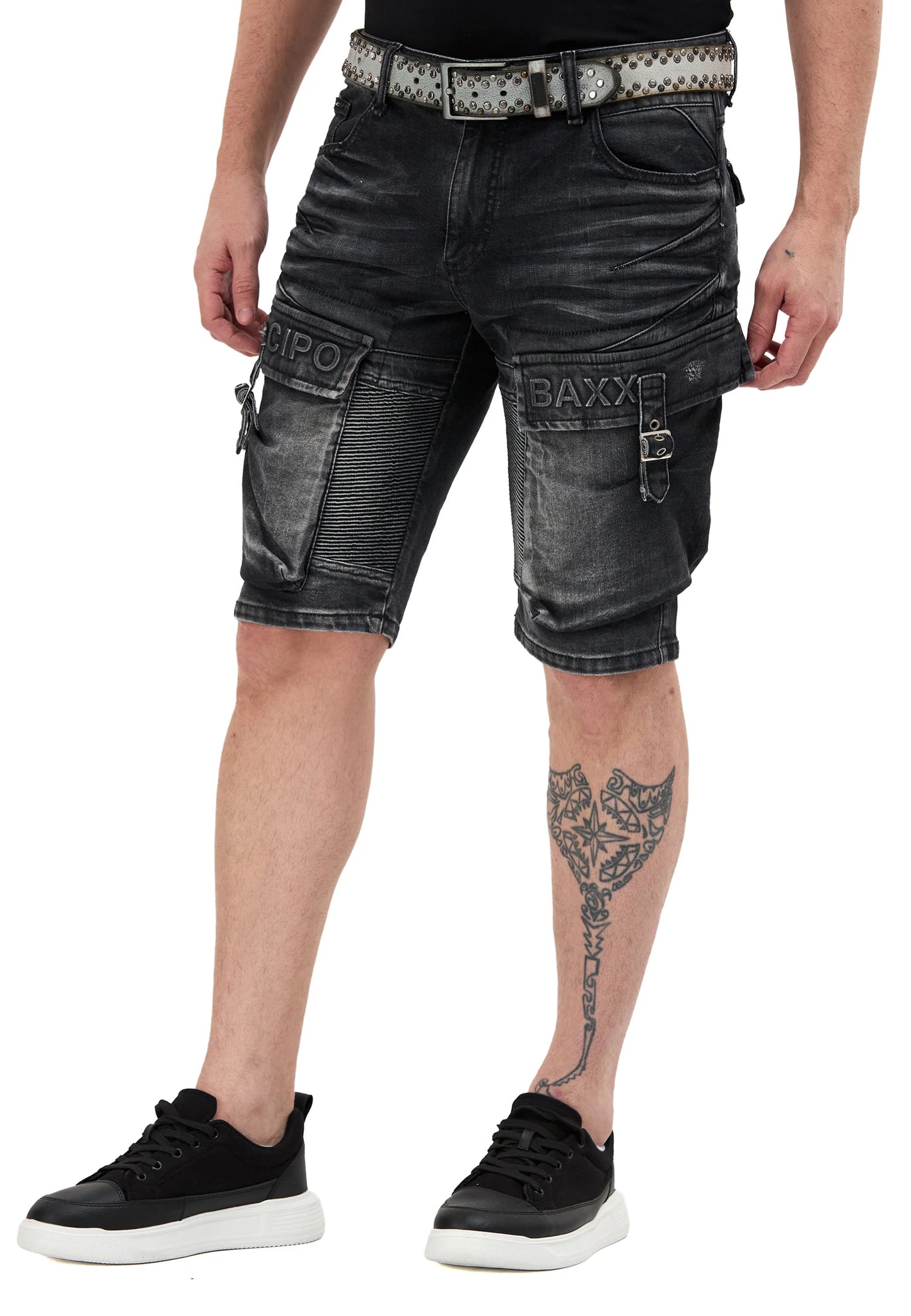 Cipo &amp; Baxx SKULL Men's Short Jeans Denim CK255