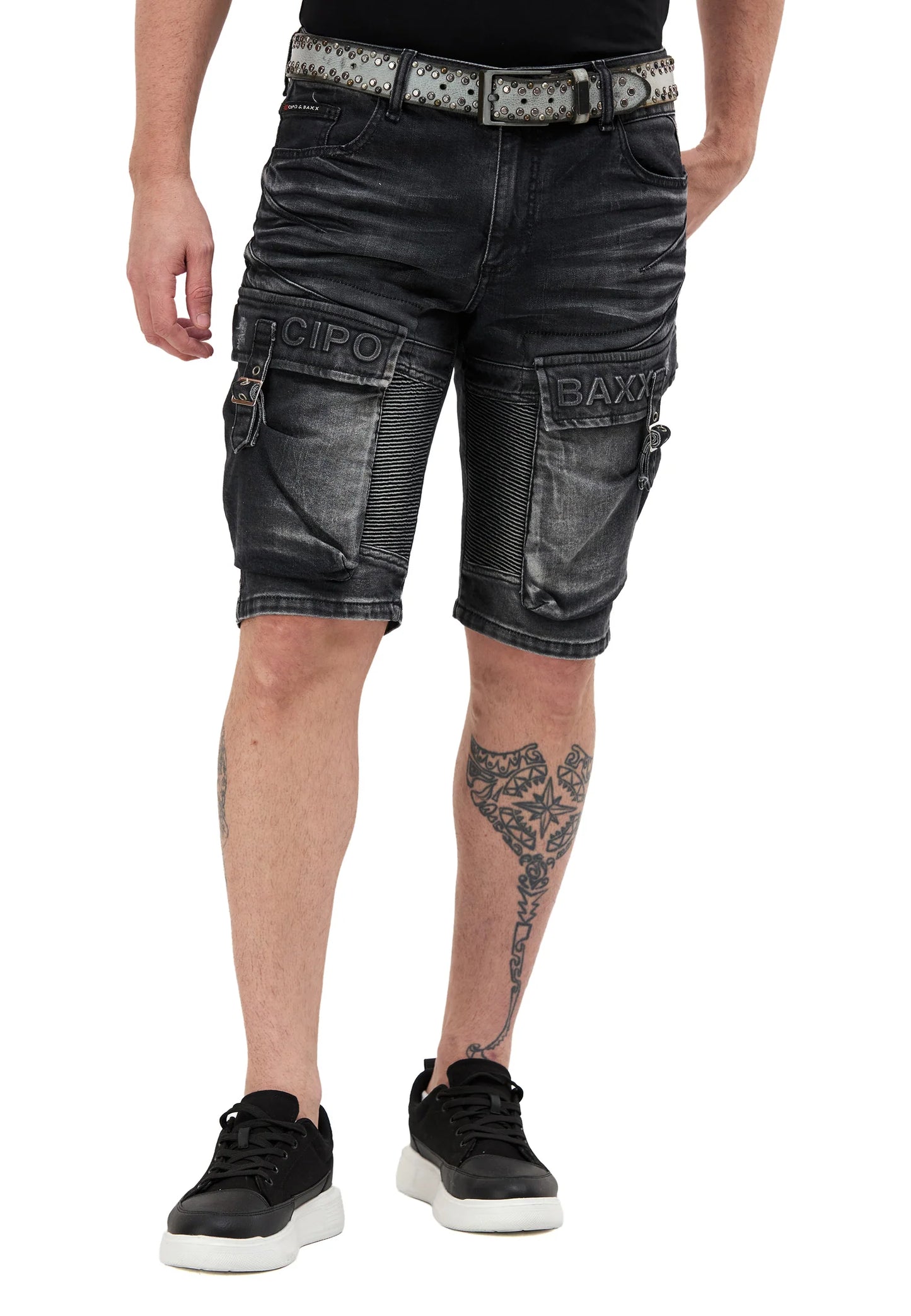 Cipo &amp; Baxx SKULL Men's Short Jeans Denim CK255