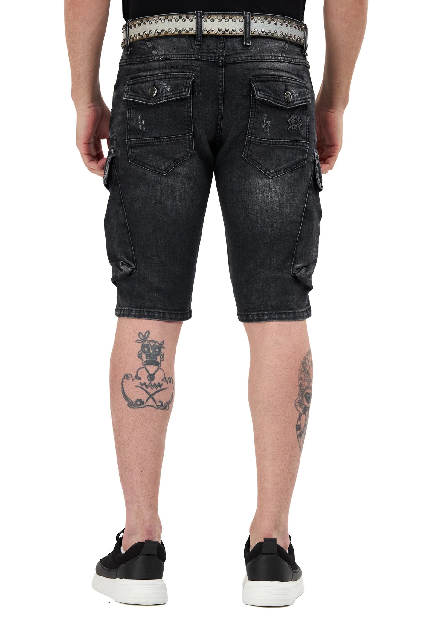 Cipo &amp; Baxx SKULL Men's Short Jeans Denim CK255