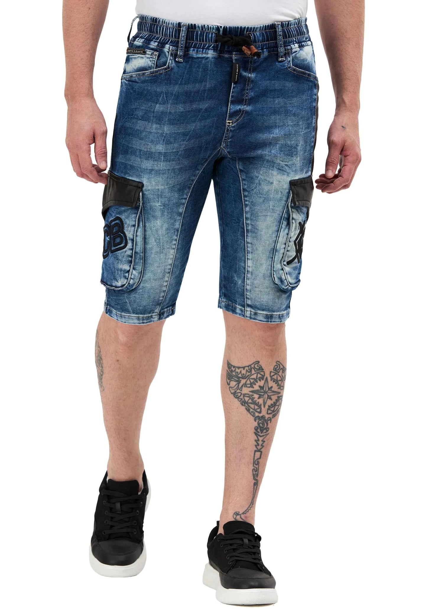 Cipo & Baxx ESA Herren Kurze Jeans Denim Blau CK311