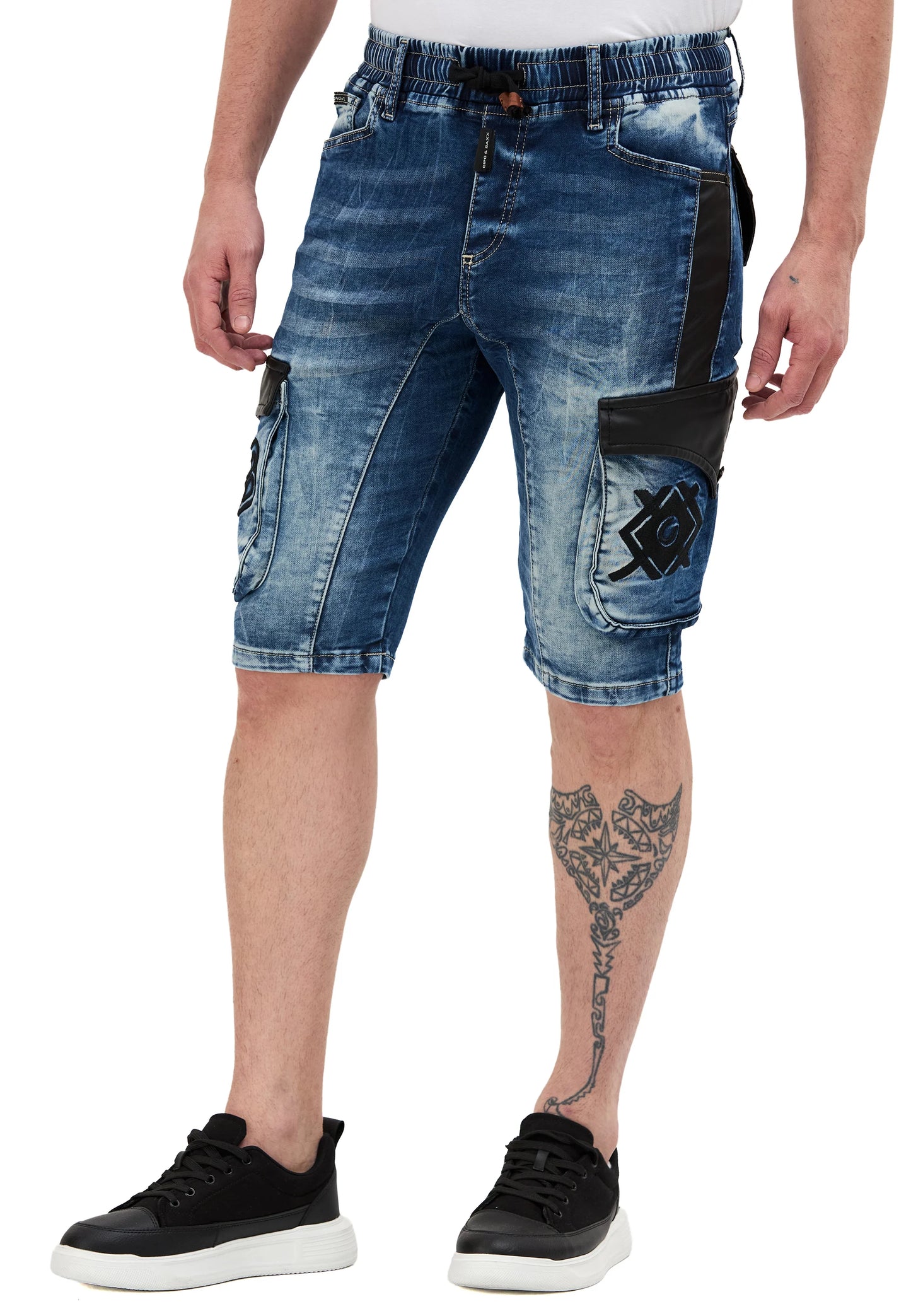 Cipo & Baxx ESA Herren Kurze Jeans Denim Blau CK311