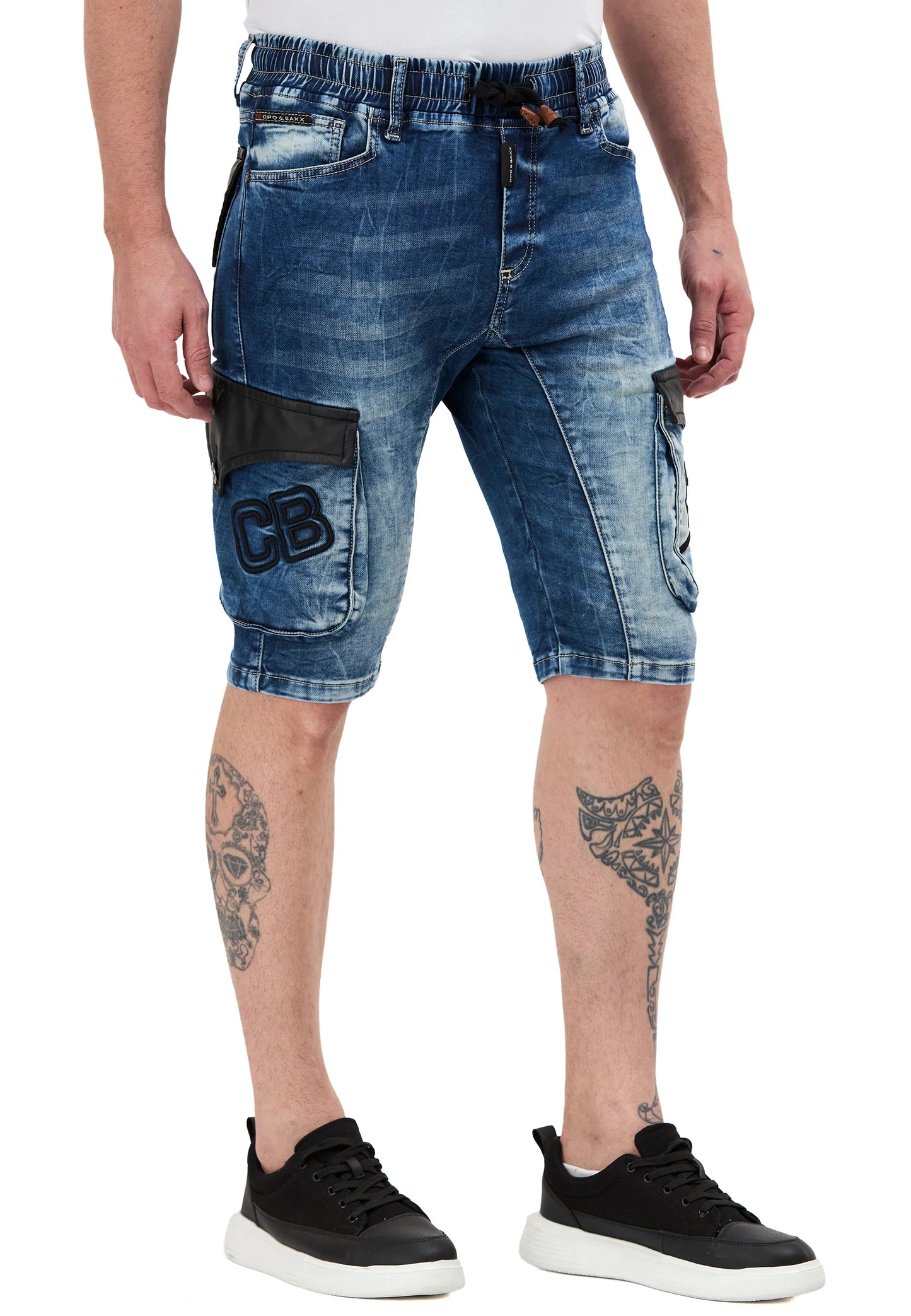 Cipo & Baxx ESA Herren Kurze Jeans Denim Blau CK311