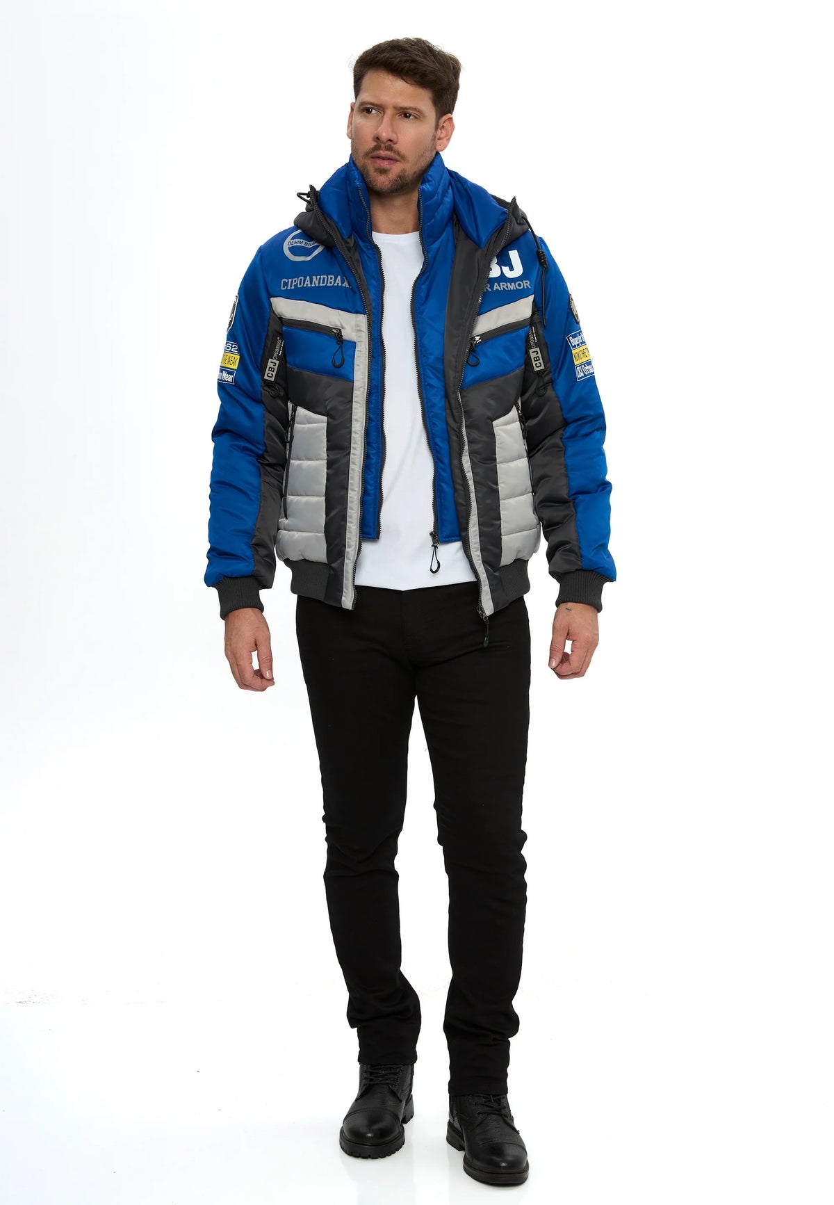 Cipo & Baxx AVIVUS Herren Bomberjacke Kapuze blau CM234