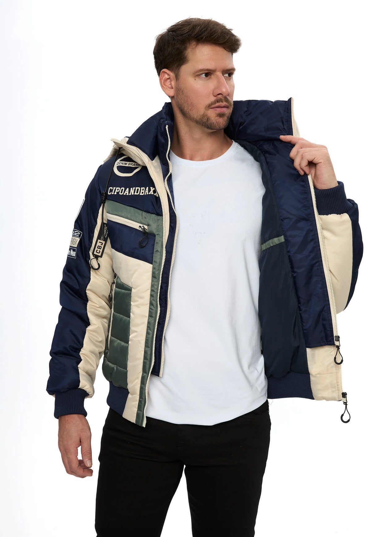 Cipo &amp; Baxx PERM men's bomber jacket hood CM134