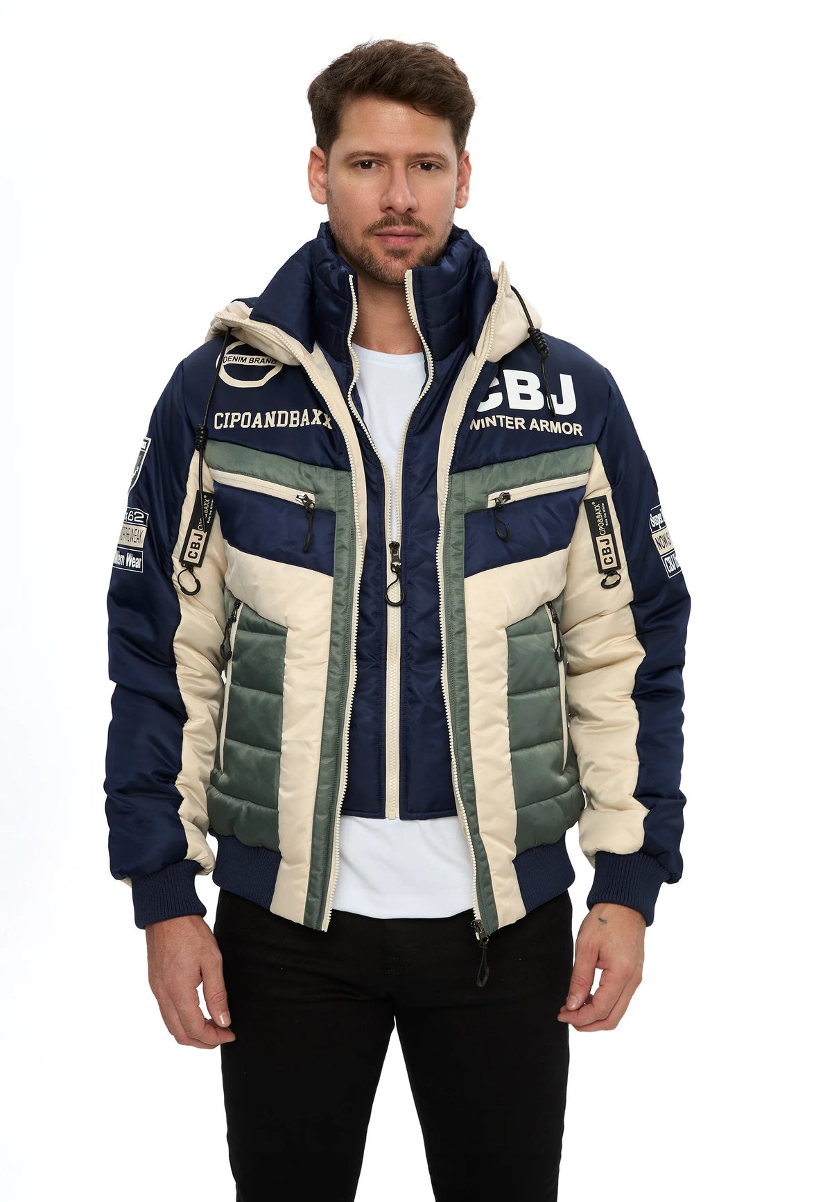 Cipo &amp; Baxx PERM men's bomber jacket hood CM134