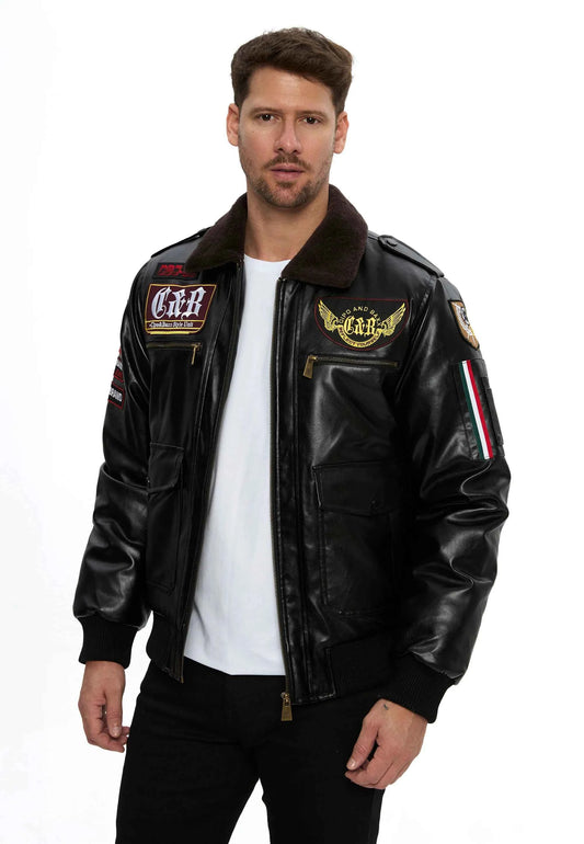 Cipo & Baxx AVIATOR Herren Lederjacke CM235