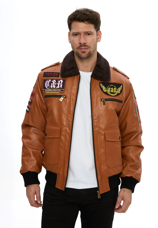 Cipo & Baxx AVIATOR Herren Lederjacke CM235 BROWN