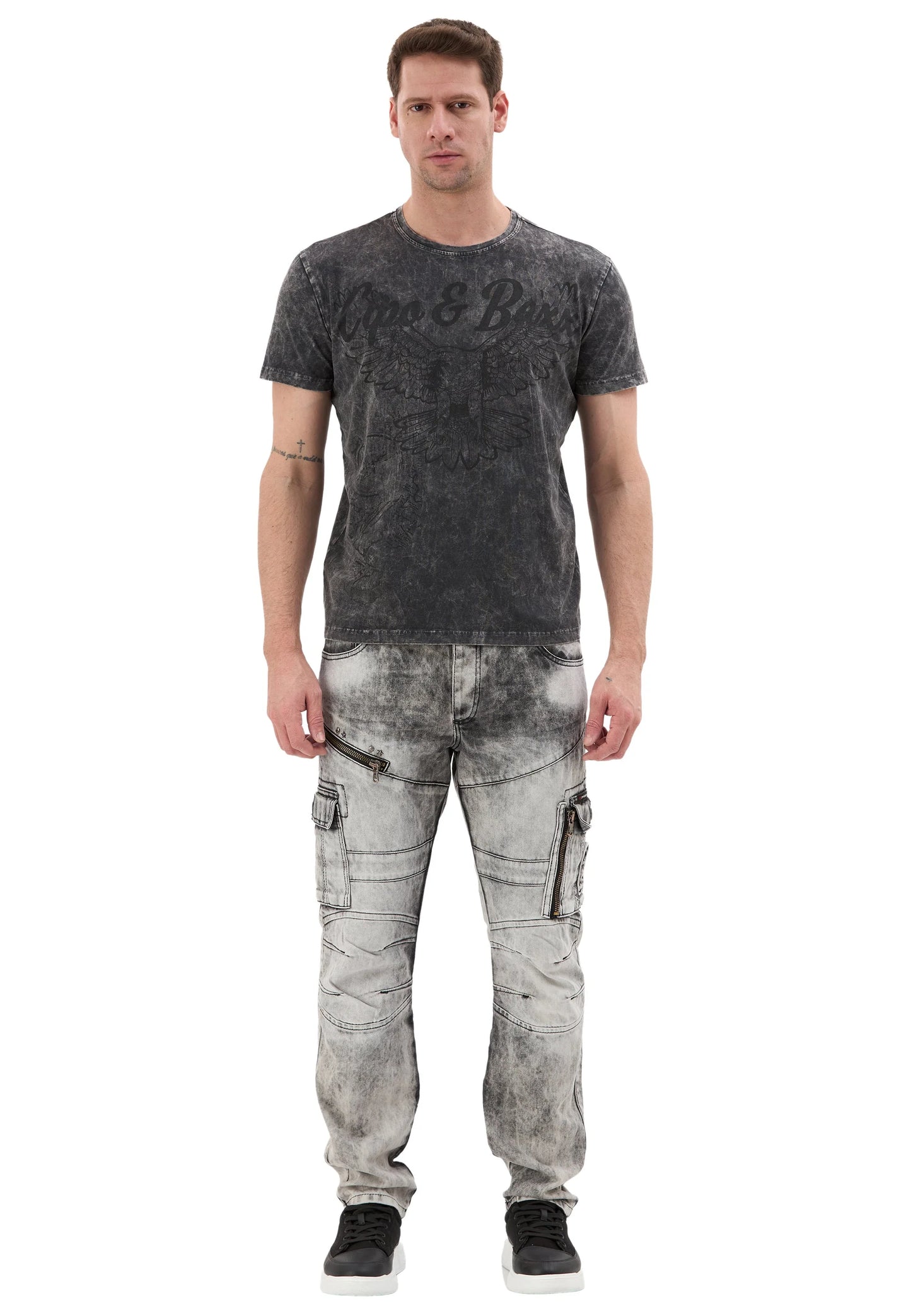 Cipo &amp; Baxx PICARD Men's T-Shirt black CT395