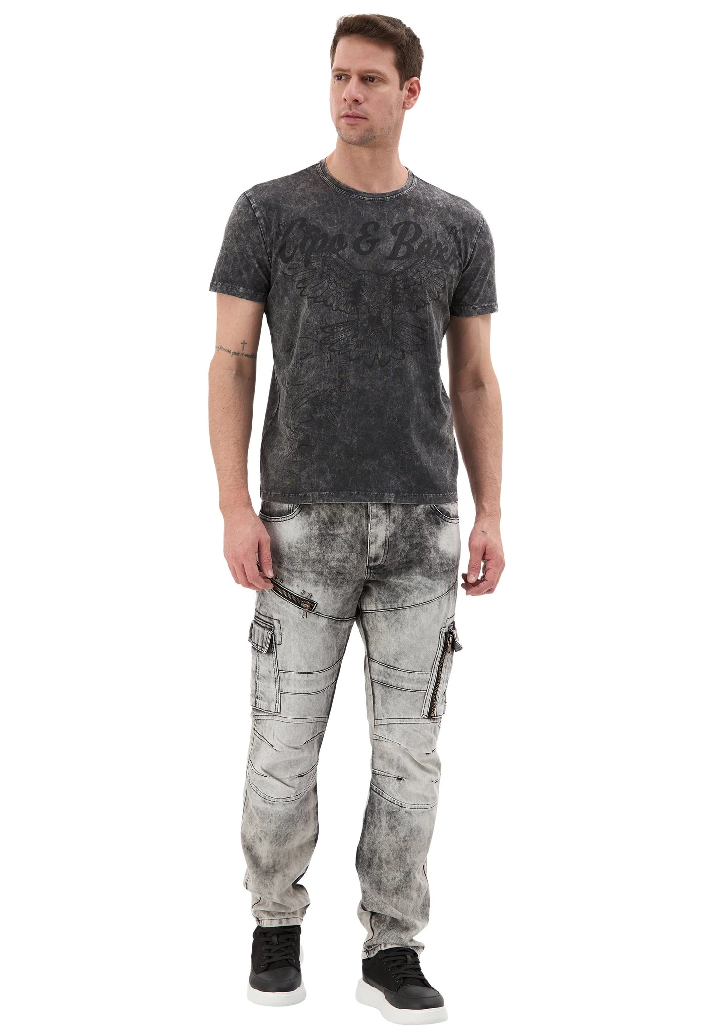 Cipo &amp; Baxx PICARD Men's T-Shirt black CT395