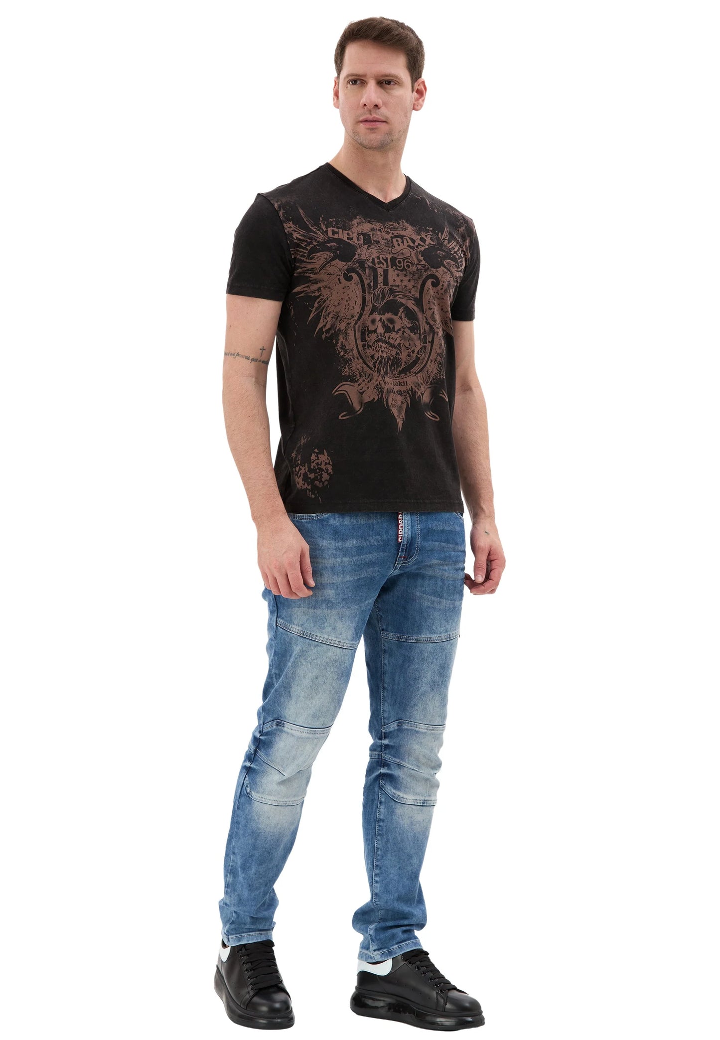 Cipo &amp; Baxx PICARD Men's T-Shirt black CT395