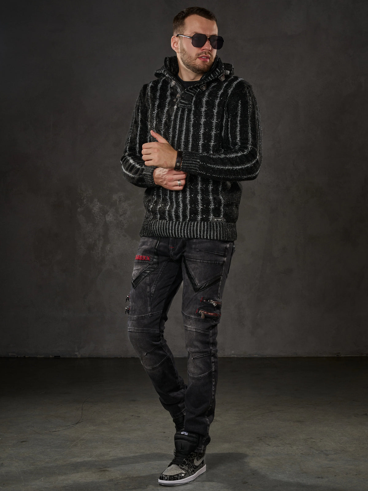 Cipo & Baxx SIRUS Herren Strickpullover Black CP214 - Persvision