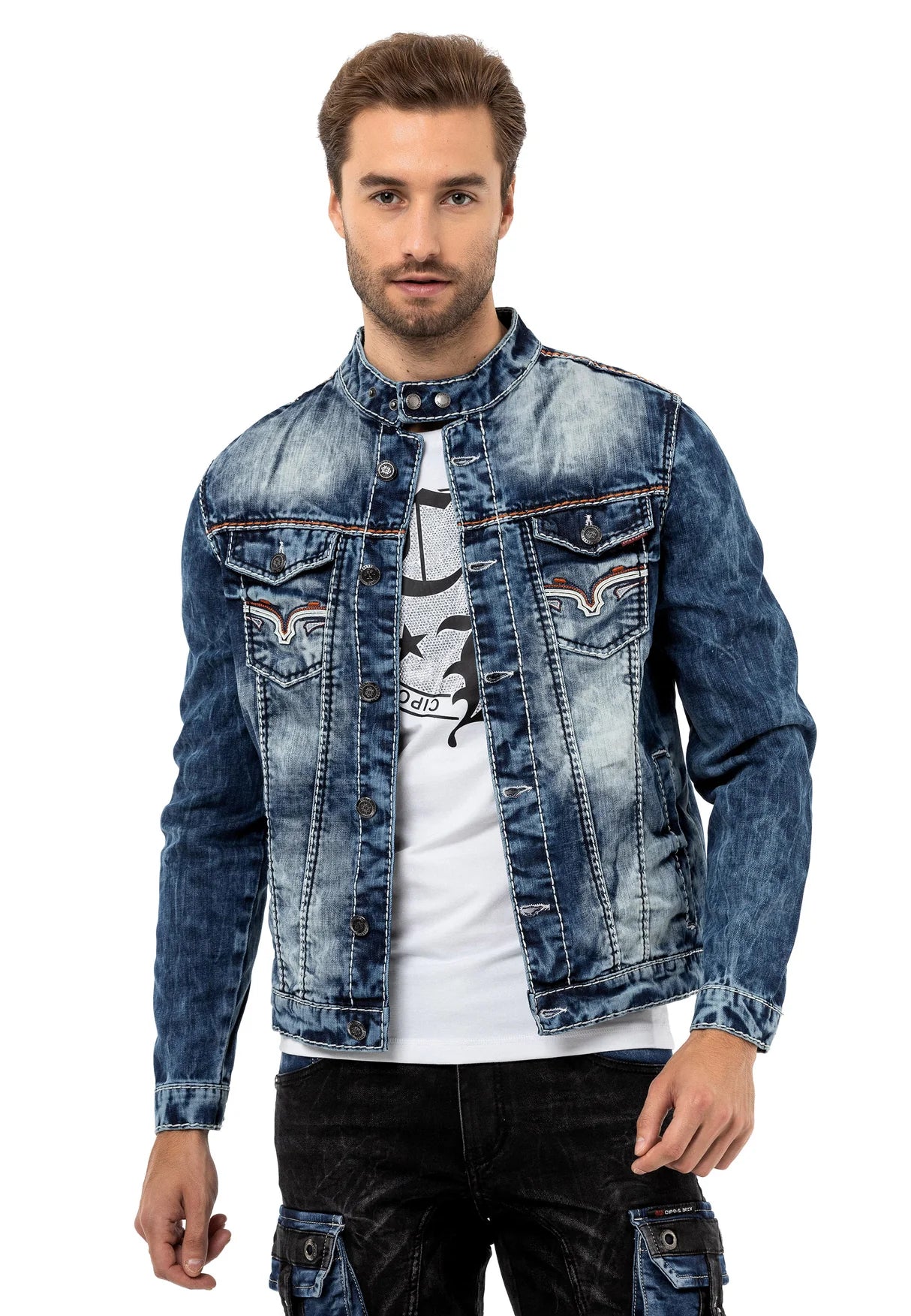 Cipo &amp; Baxx OVERLAND Men's Jeans Jacket Denim CJ279