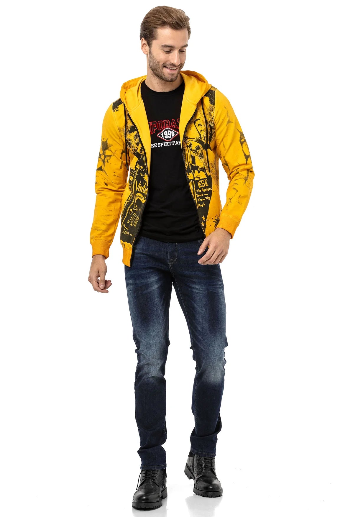 Cipo & Baxx VERDAN Herren Kapuzen Sweatshirt CL561 yellow