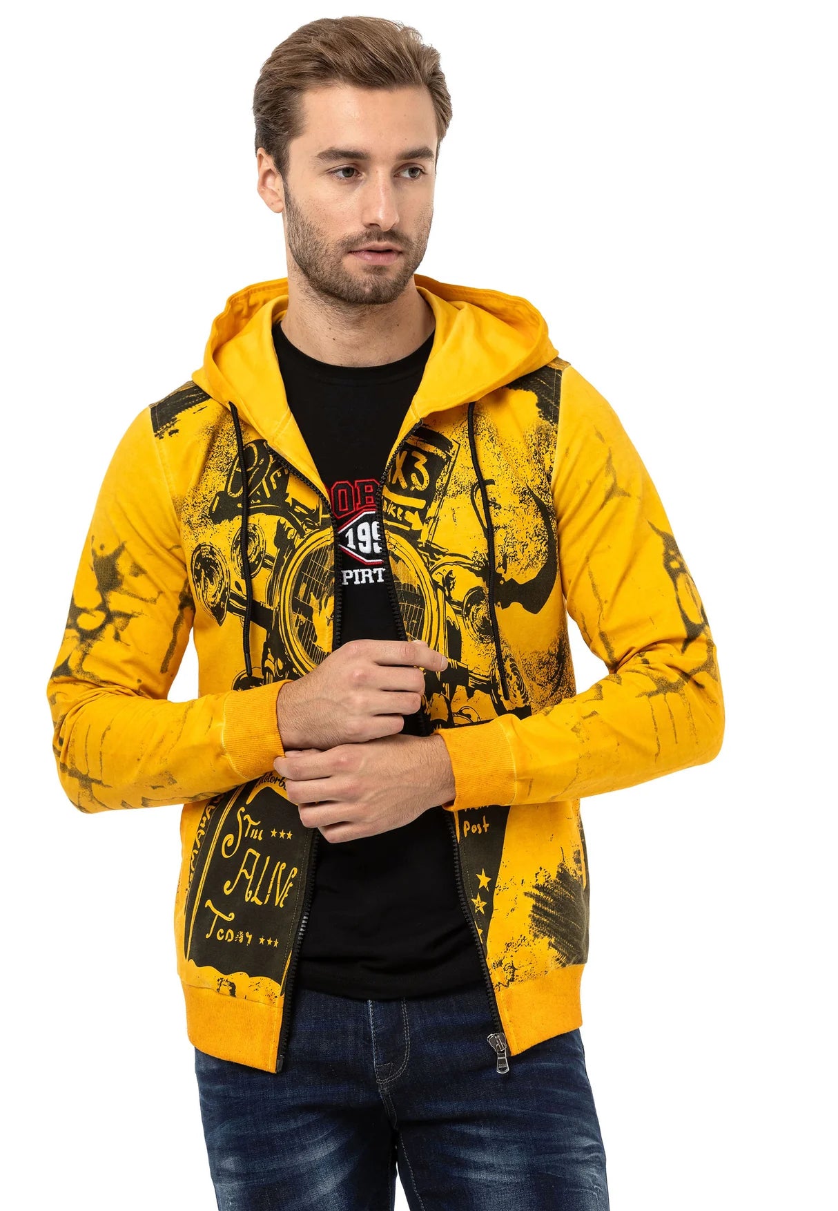 Cipo & Baxx VERDAN Herren Kapuzen Sweatshirt CL561 yellow