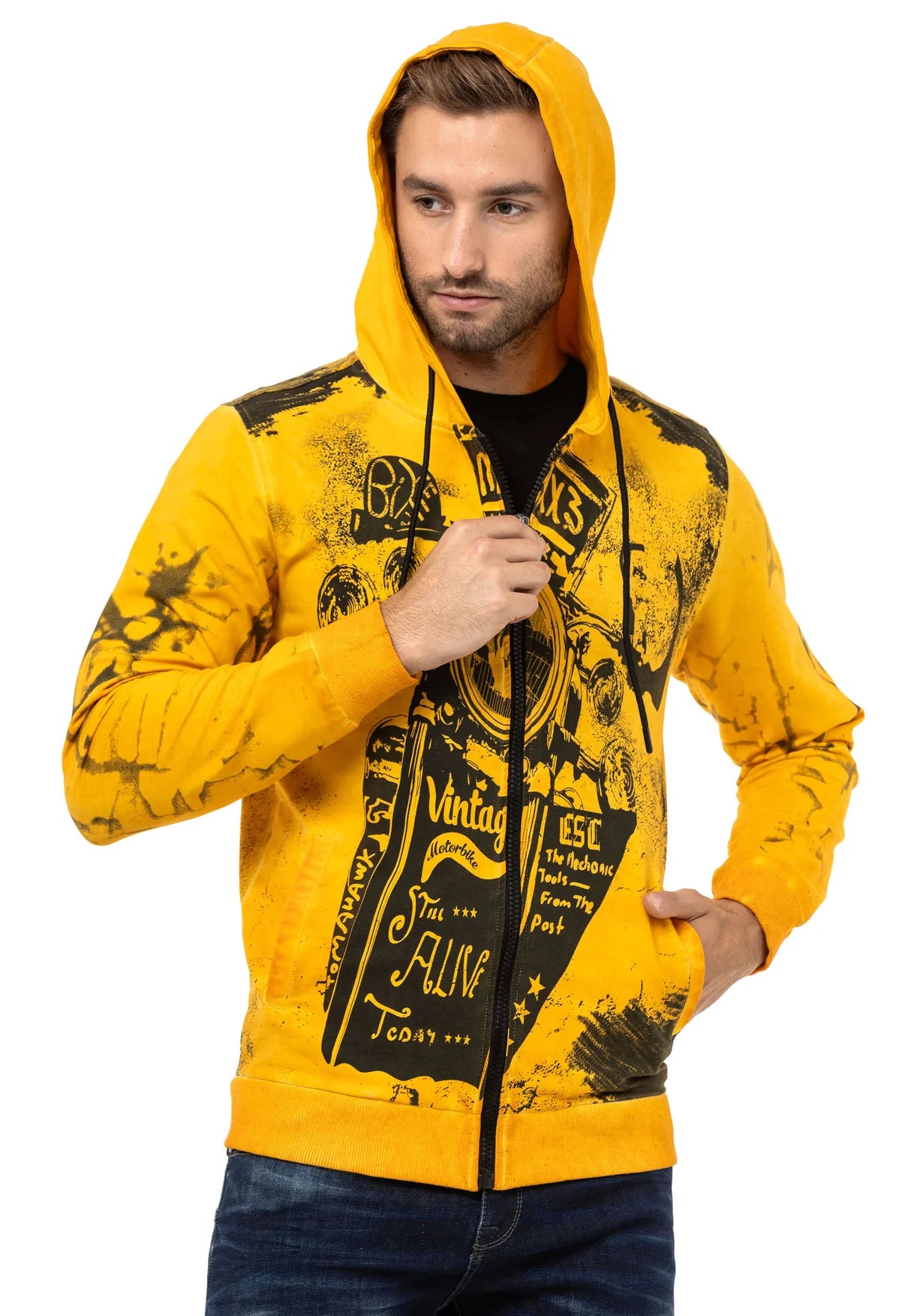 Cipo & Baxx VERDAN Herren Kapuzen Sweatshirt CL561 yellow