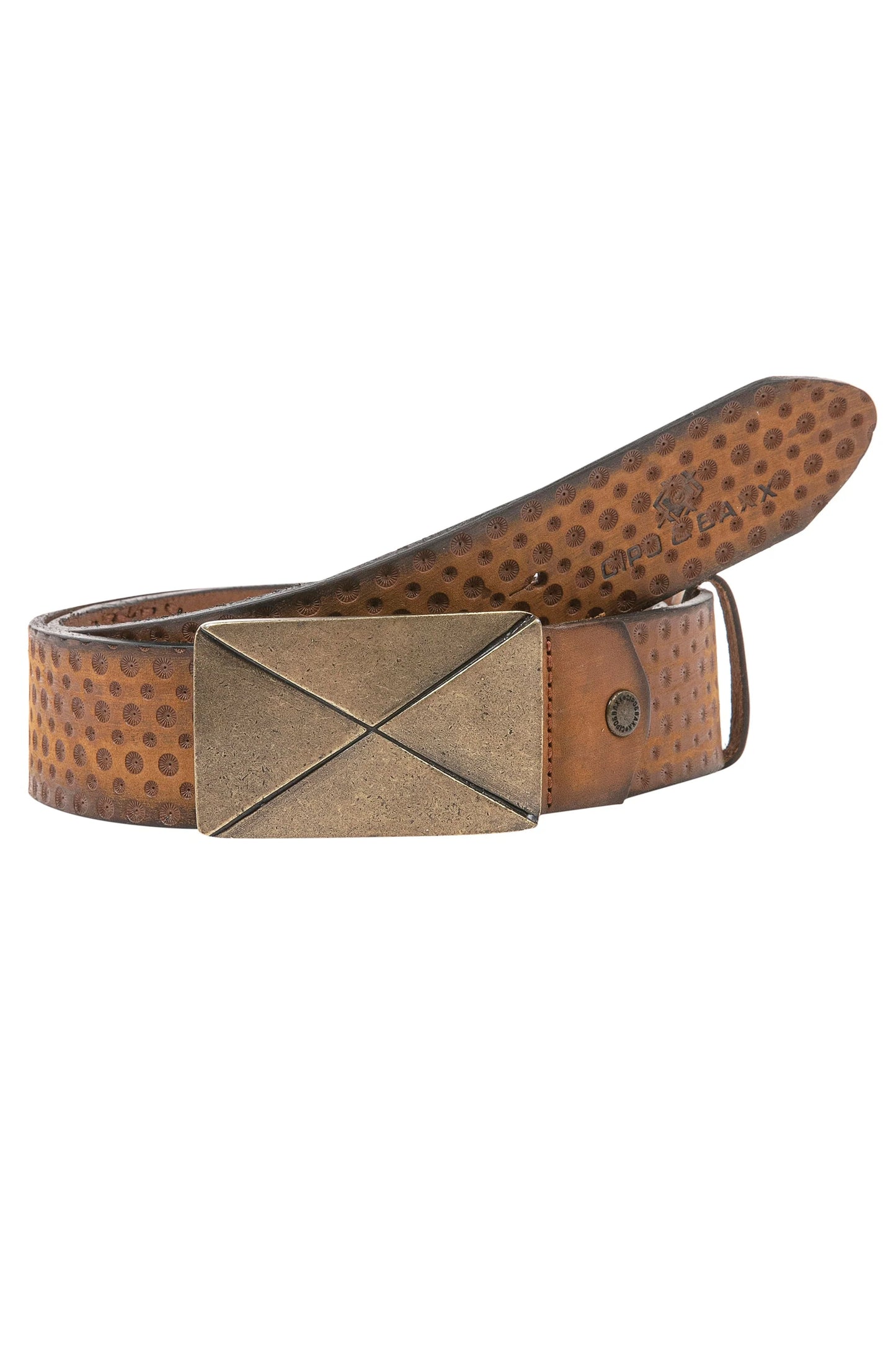 Cipo &amp; Baxx Men's Leather Belt CG162 Brown 