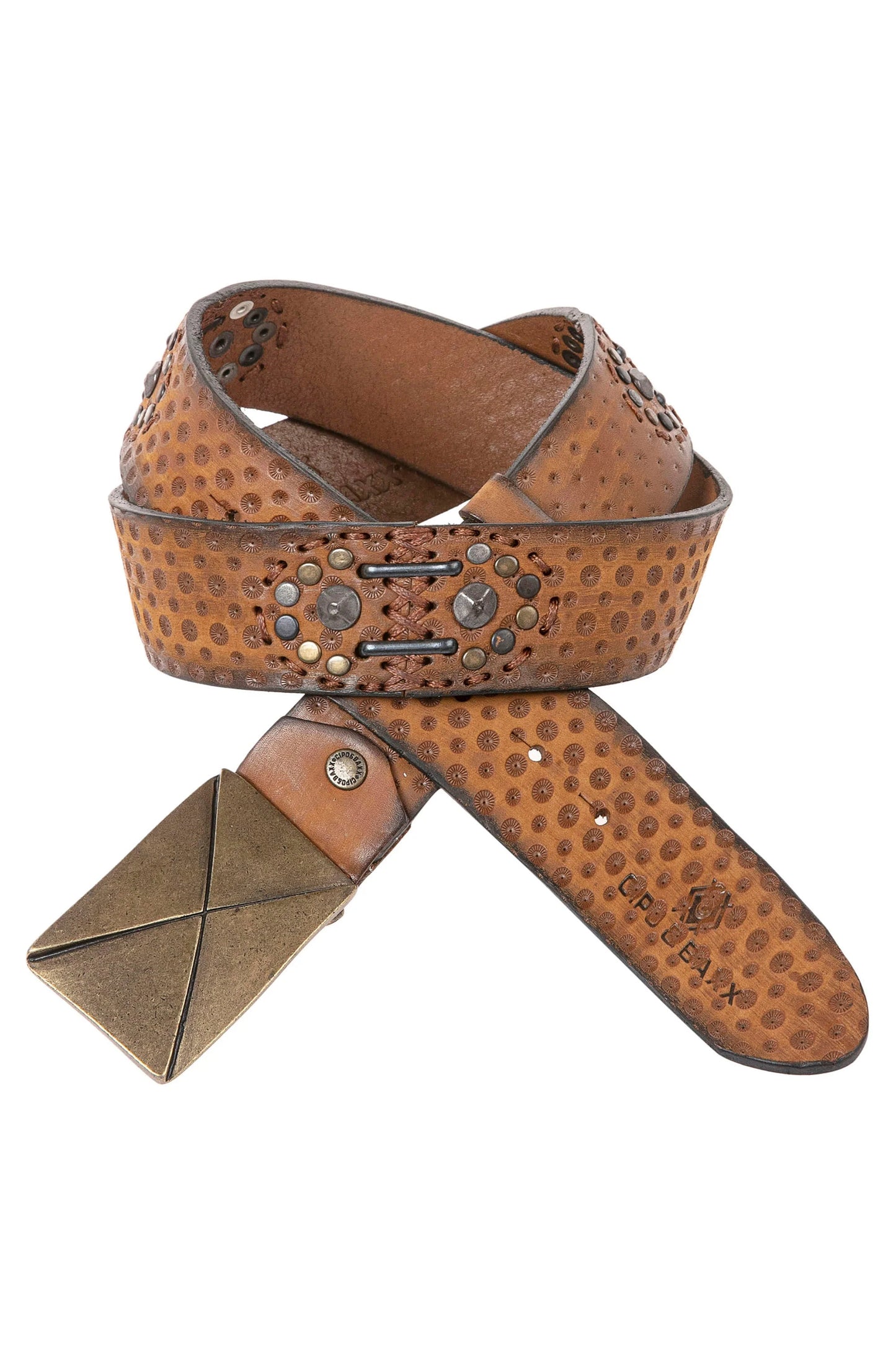 Cipo &amp; Baxx Men's Leather Belt CG162 Brown 