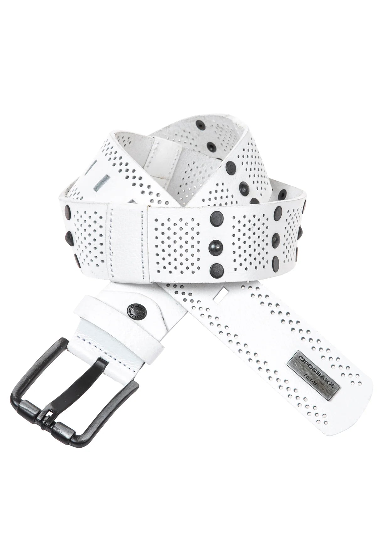 Cipo &amp; Baxx Men's Leather Belt CG175 White 