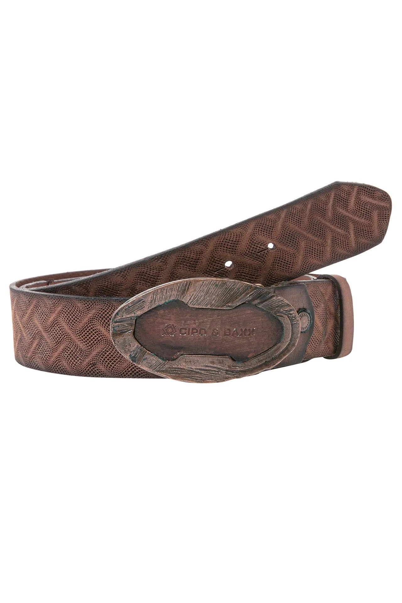 Cipo &amp; Baxx Men's Leather Belt CG162 Brown 