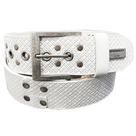 Cipo &amp; Baxx Men's Leather Belt CG175 White 