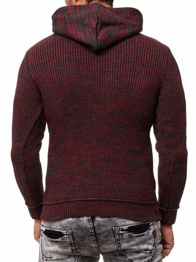 Rusty Neal men's knitted pullover hooded sweatshirt red